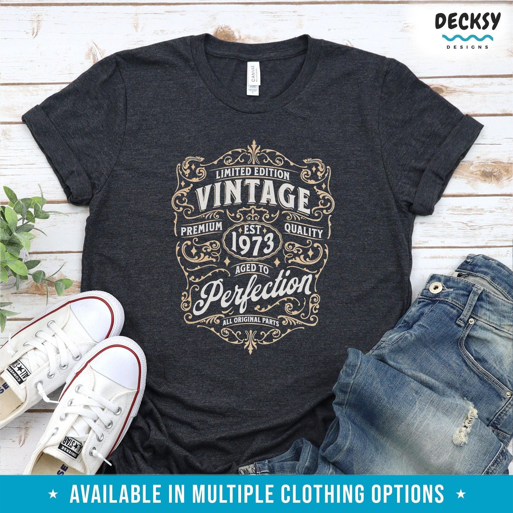 Born In 1973 Shirt, 50th Birthday Gift, Vintage Retro Style 1973 Tee-Clothing:Gender-Neutral Adult Clothing:Tops & Tees:T-shirts:Graphic Tees-DecksyDesigns