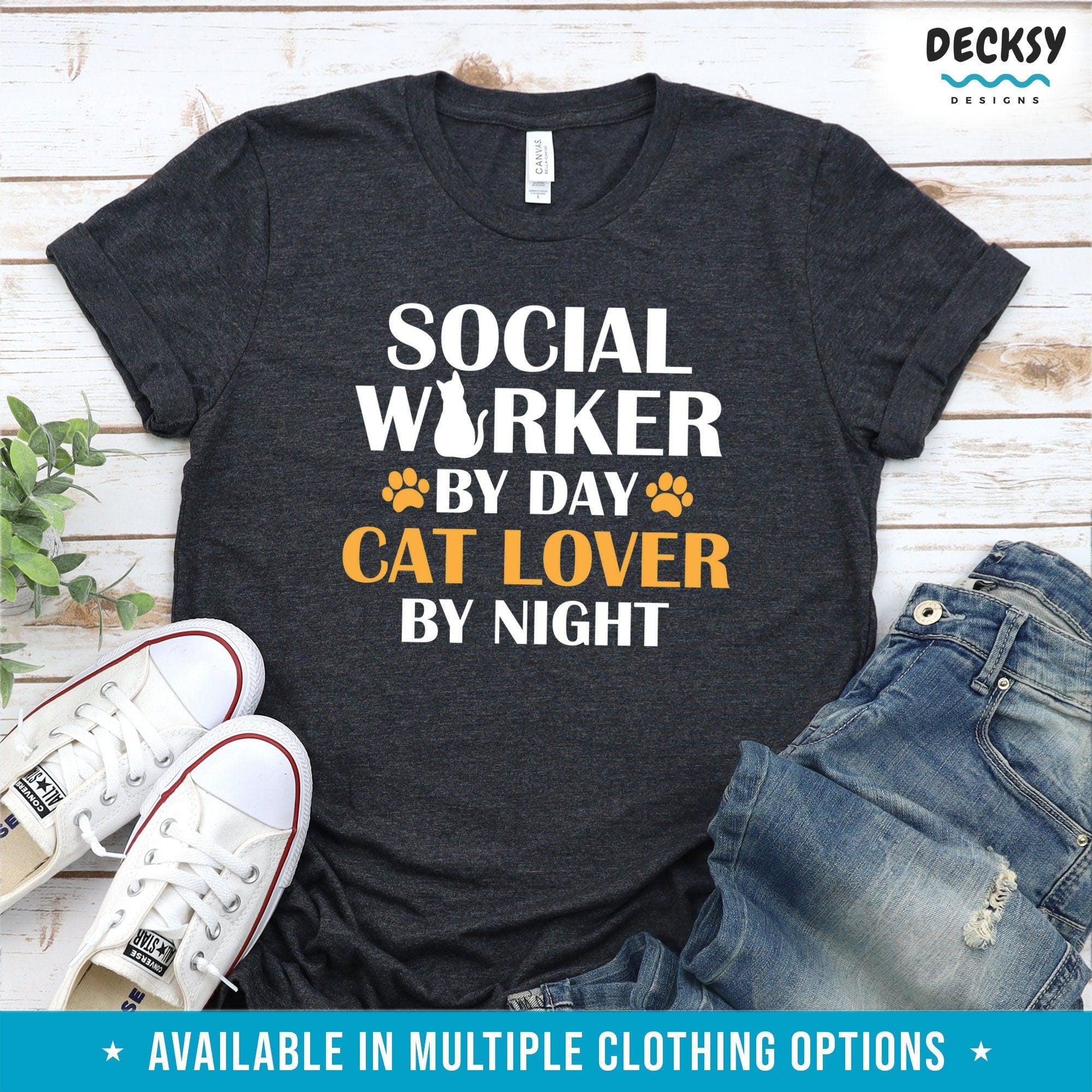 Cat Lover Shirt, Gift for Social Worker-Clothing:Gender-Neutral Adult Clothing:Tops & Tees:T-shirts:Graphic Tees-DecksyDesigns