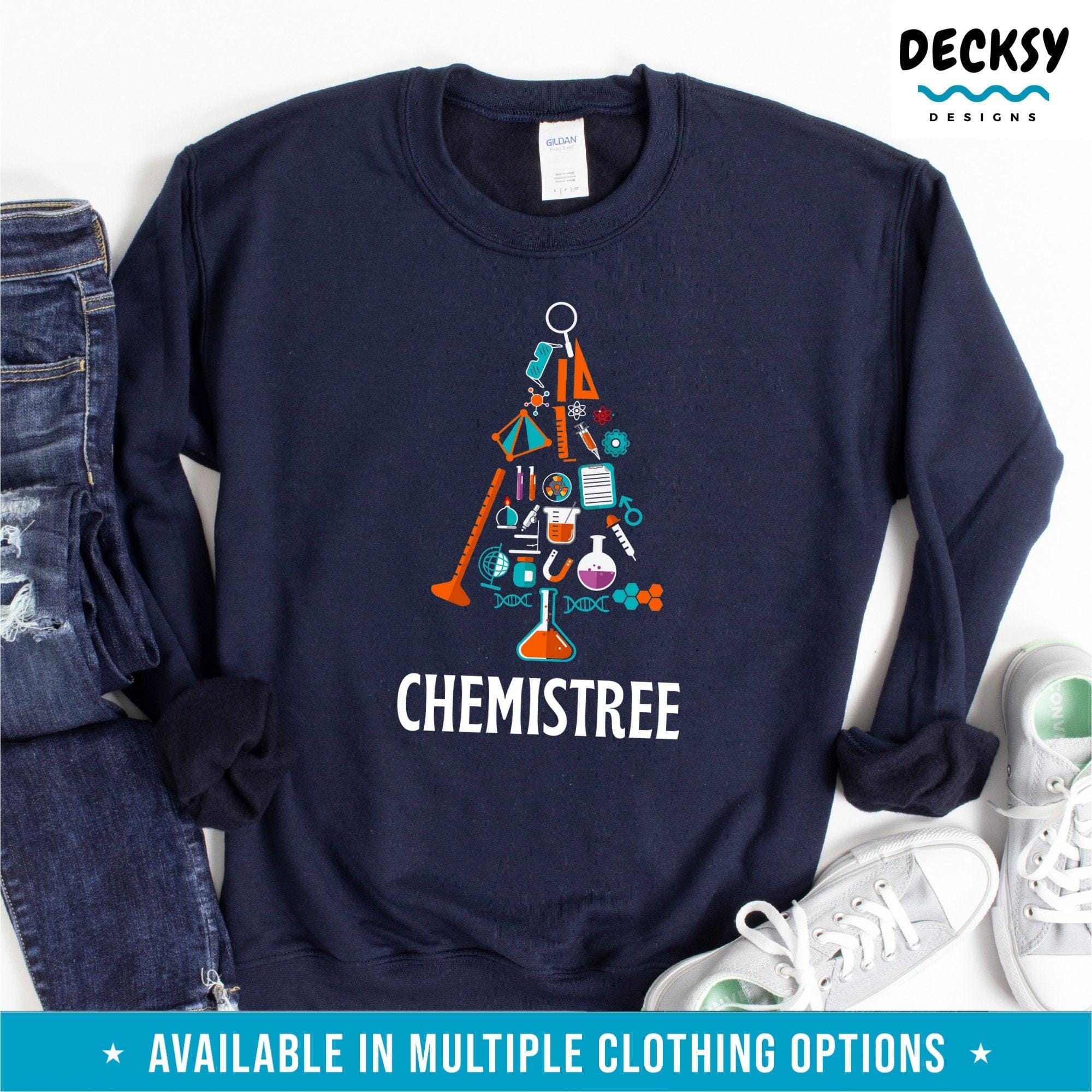 Chemistree Shirt, Chemistry Christmas Tree Tee, Funny Chemistry Gift-Clothing:Gender-Neutral Adult Clothing:Tops & Tees:T-shirts:Graphic Tees-DecksyDesigns