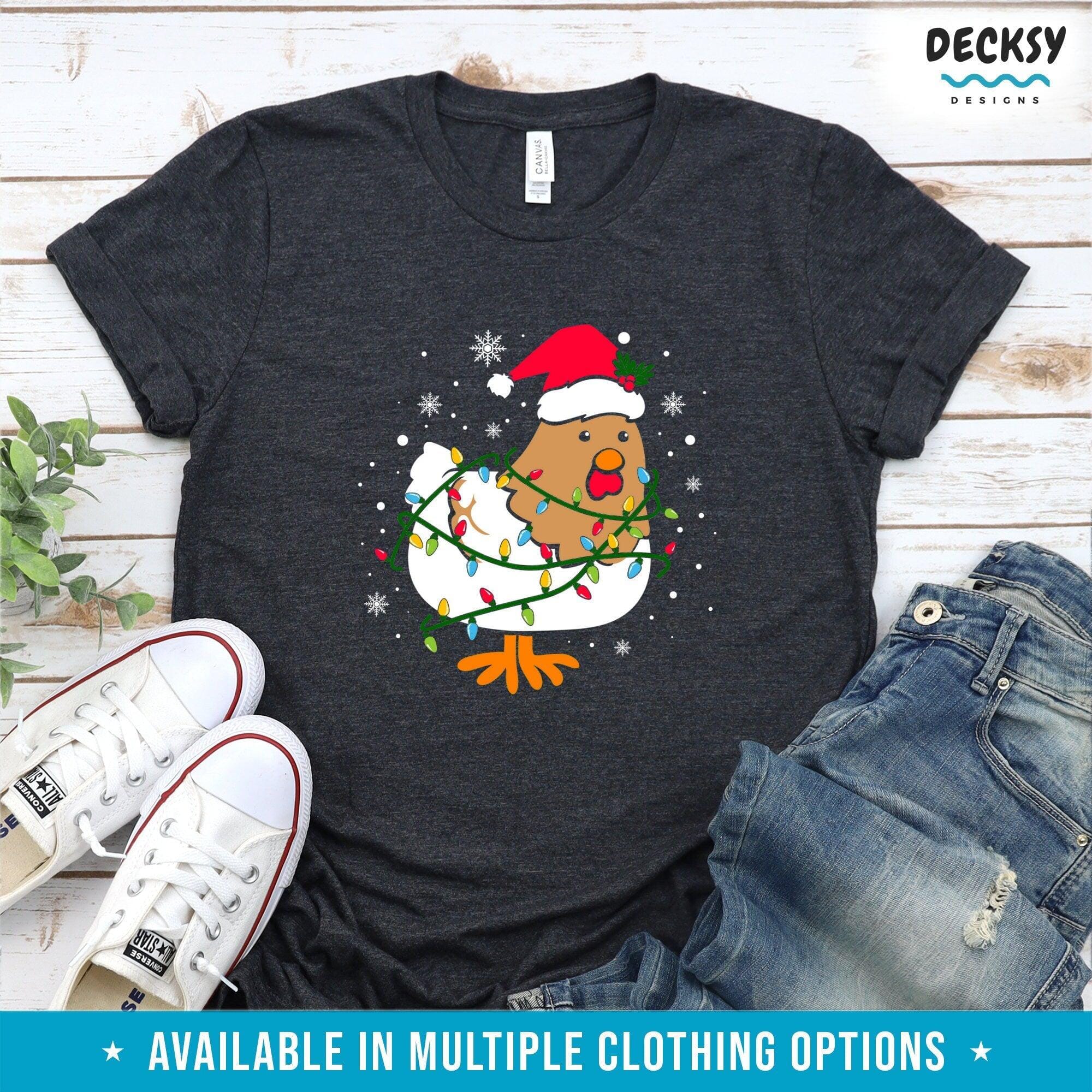 Chicken Christmas Shirt, Chicken Owner Gift-Clothing:Gender-Neutral Adult Clothing:Tops & Tees:T-shirts:Graphic Tees-DecksyDesigns