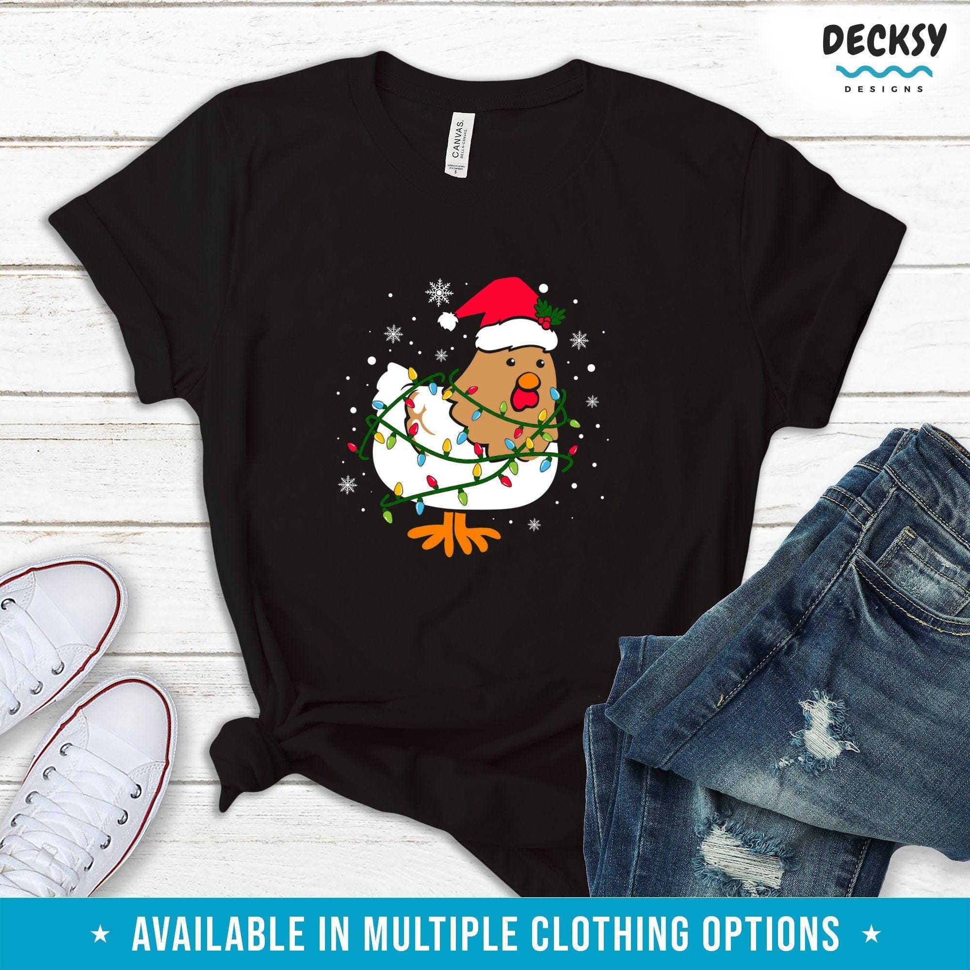 Chicken Christmas Shirt, Chicken Owner Gift-Clothing:Gender-Neutral Adult Clothing:Tops & Tees:T-shirts:Graphic Tees-DecksyDesigns