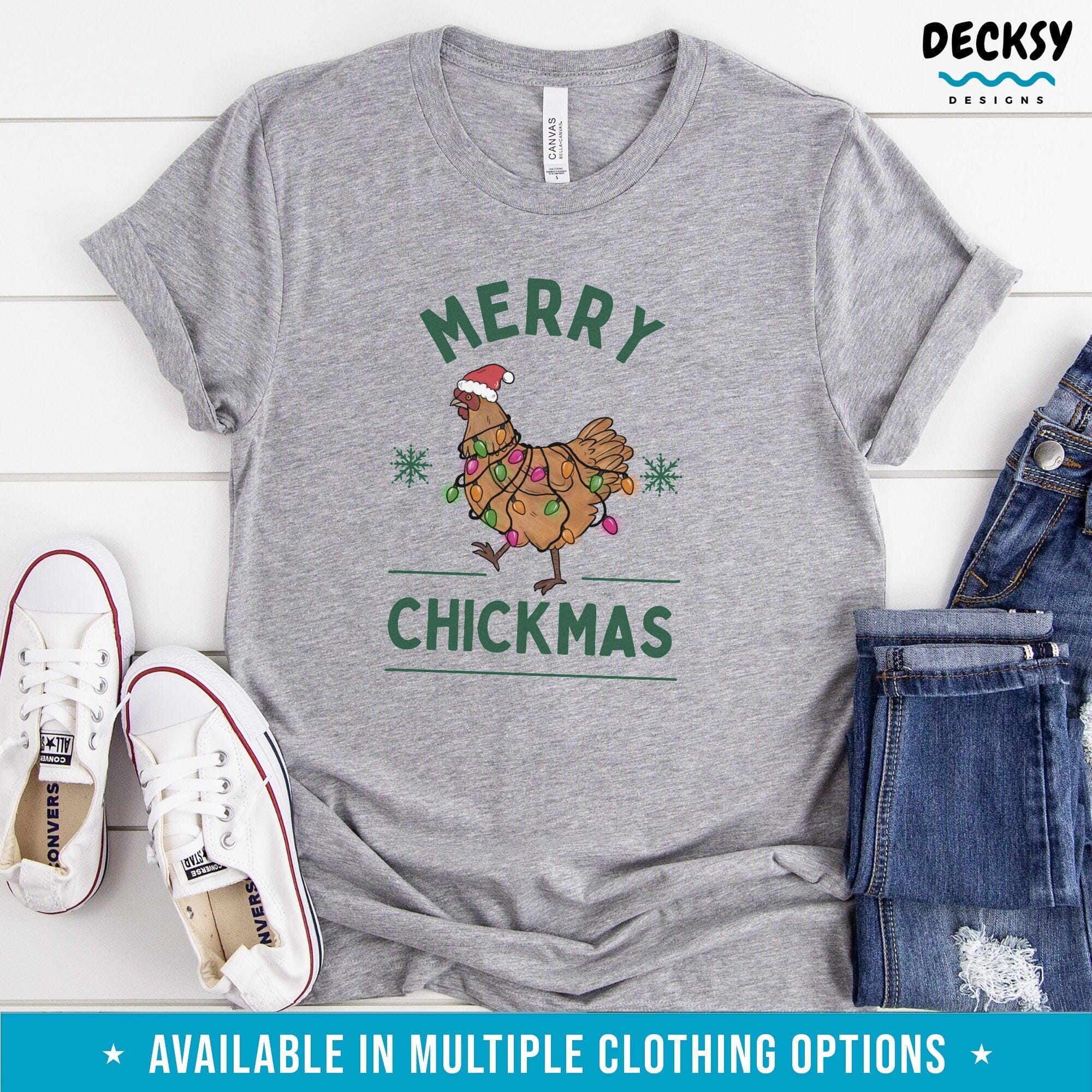 Christmas Shirt, Chicken Christmas Gift-Clothing:Gender-Neutral Adult Clothing:Tops & Tees:T-shirts:Graphic Tees-DecksyDesigns