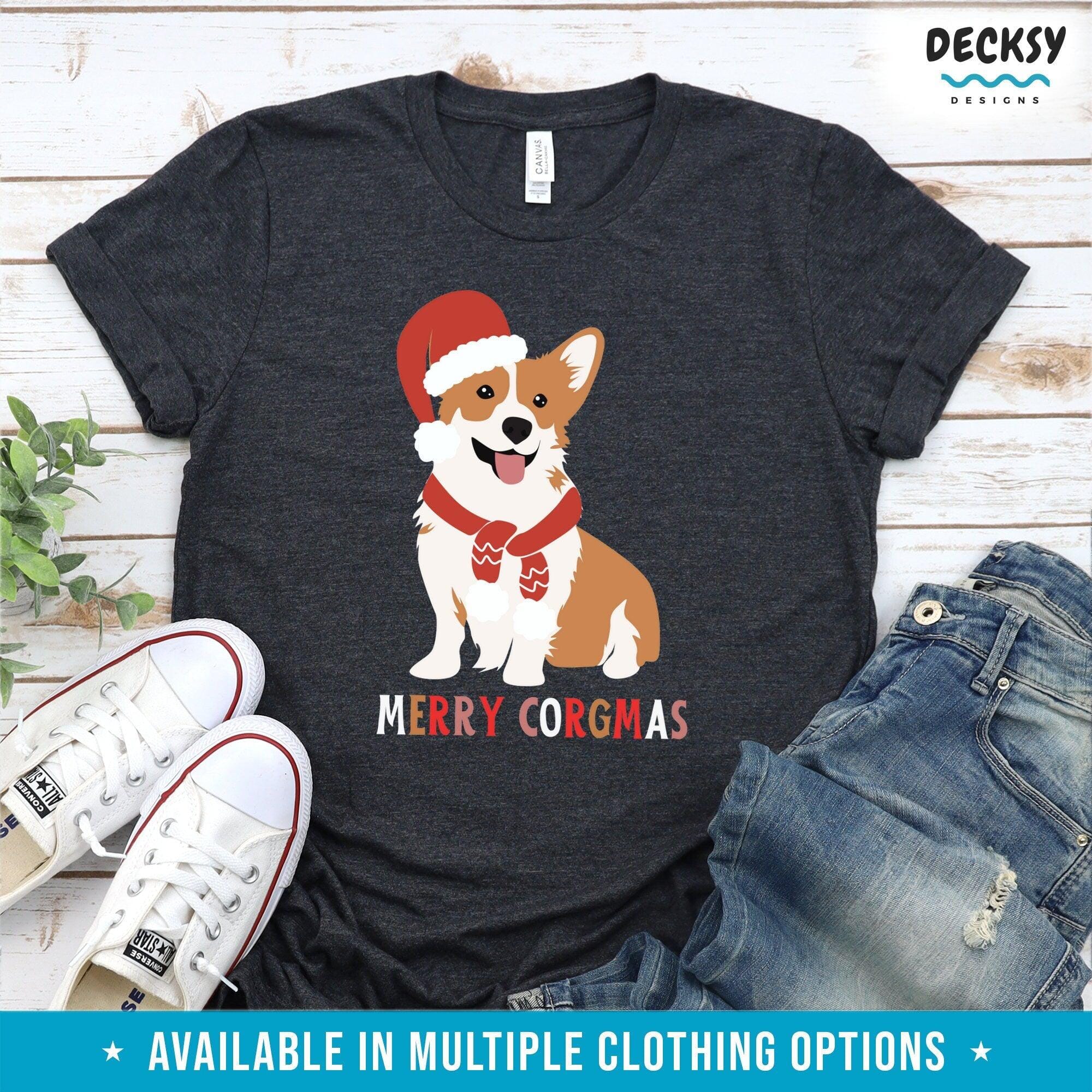 Corgi Christmas Gift, Christmas Dog Tshirt-Clothing:Gender-Neutral Adult Clothing:Tops & Tees:T-shirts:Graphic Tees-DecksyDesigns