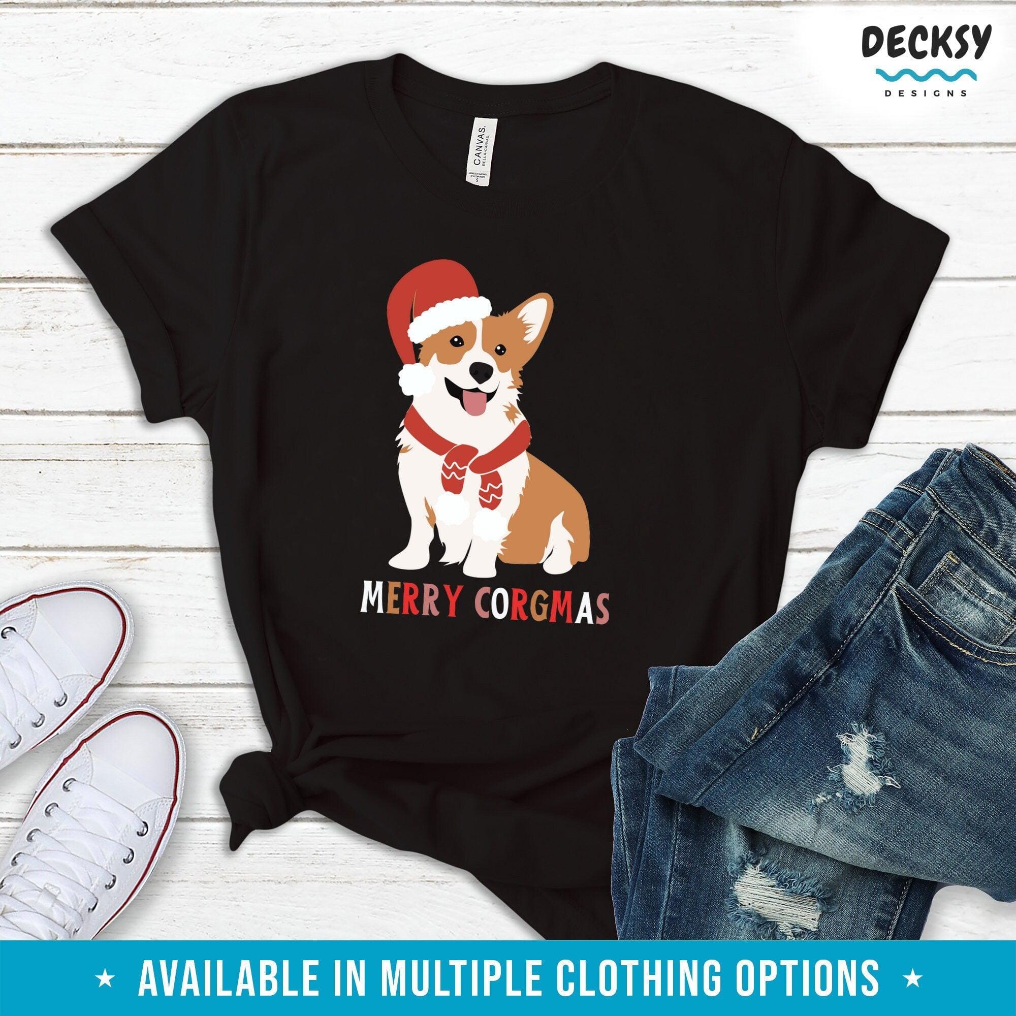 Corgi Christmas Gift, Christmas Dog Tshirt-Clothing:Gender-Neutral Adult Clothing:Tops & Tees:T-shirts:Graphic Tees-DecksyDesigns