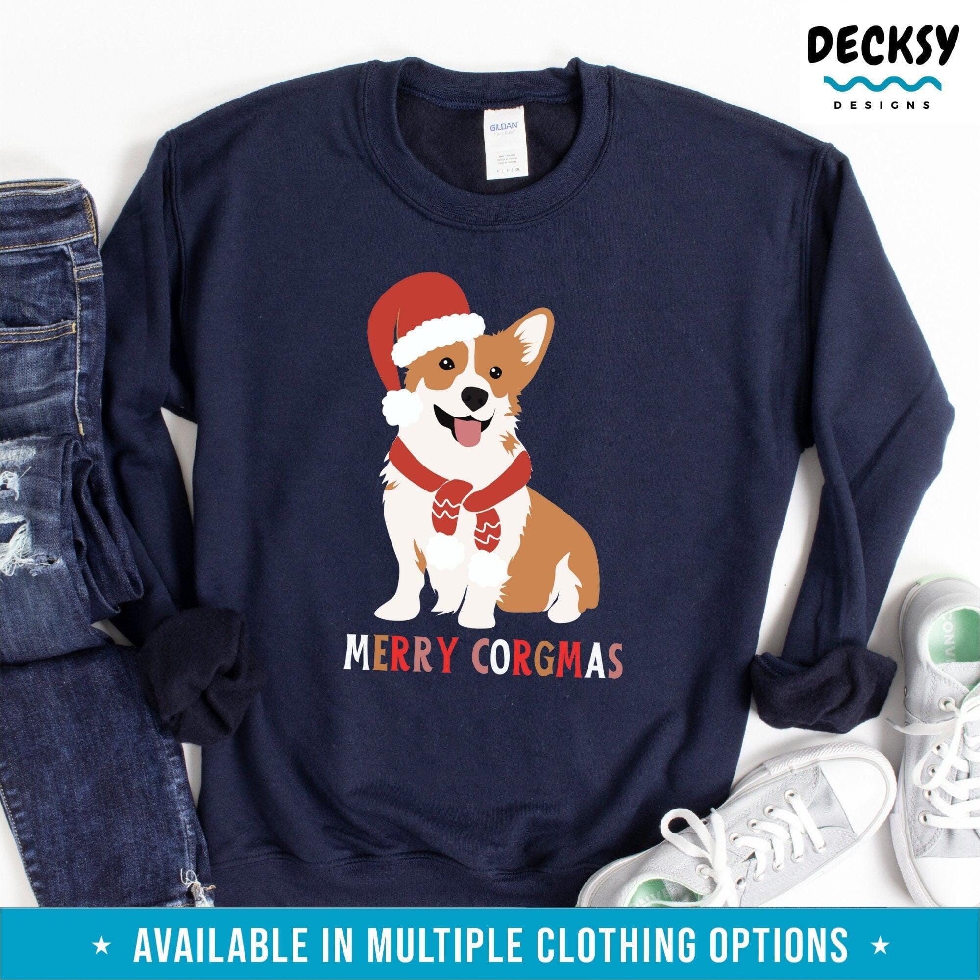 Corgi Christmas Gift, Christmas Dog Tshirt-Clothing:Gender-Neutral Adult Clothing:Tops & Tees:T-shirts:Graphic Tees-DecksyDesigns