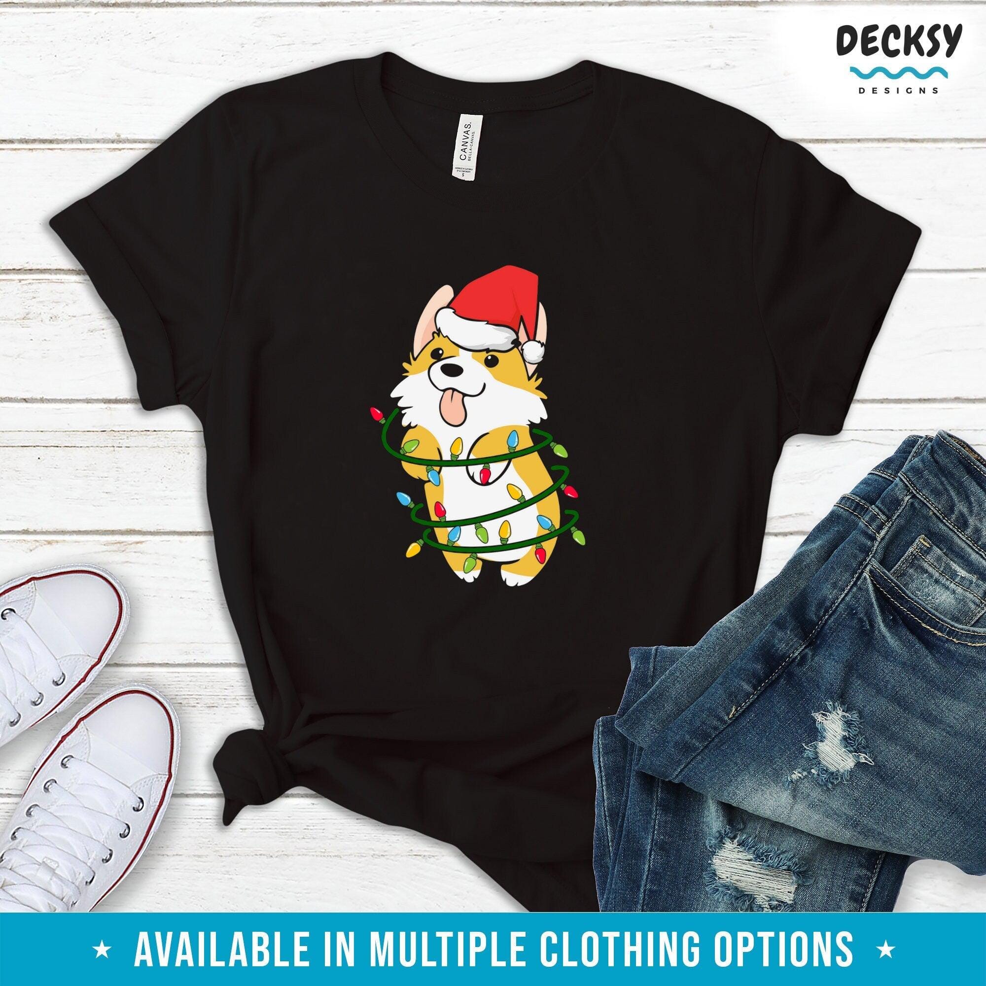 Corgi Christmas Shirt, Christmas Dog Lover Gift-Clothing:Gender-Neutral Adult Clothing:Tops & Tees:T-shirts:Graphic Tees-DecksyDesigns