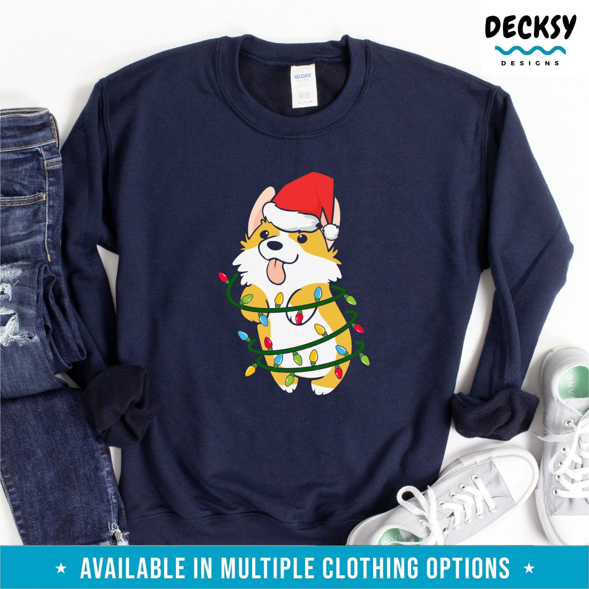 Corgi Christmas Shirt, Christmas Dog Lover Gift-Clothing:Gender-Neutral Adult Clothing:Tops & Tees:T-shirts:Graphic Tees-DecksyDesigns