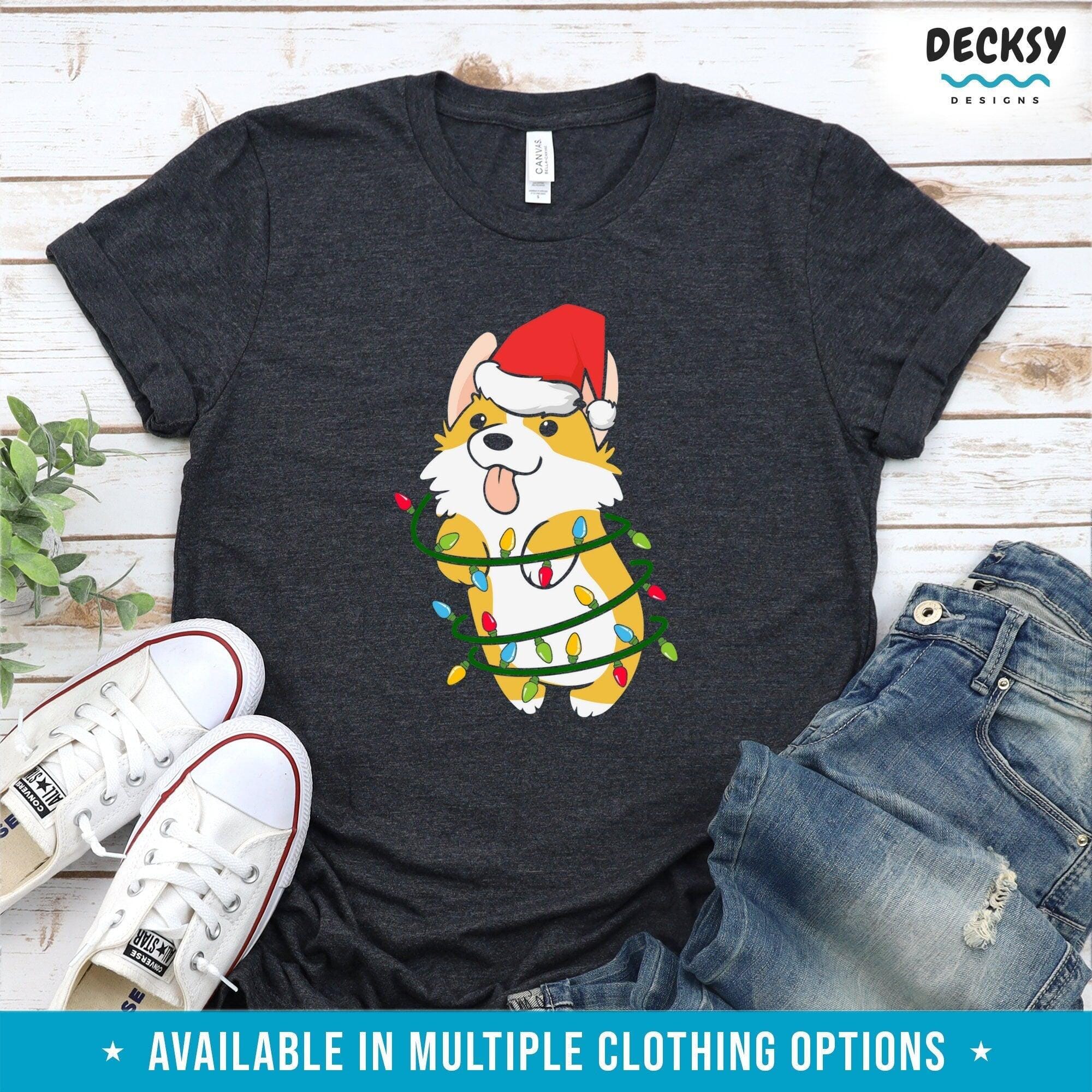 Corgi Christmas Shirt, Christmas Dog Lover Gift-Clothing:Gender-Neutral Adult Clothing:Tops & Tees:T-shirts:Graphic Tees-DecksyDesigns