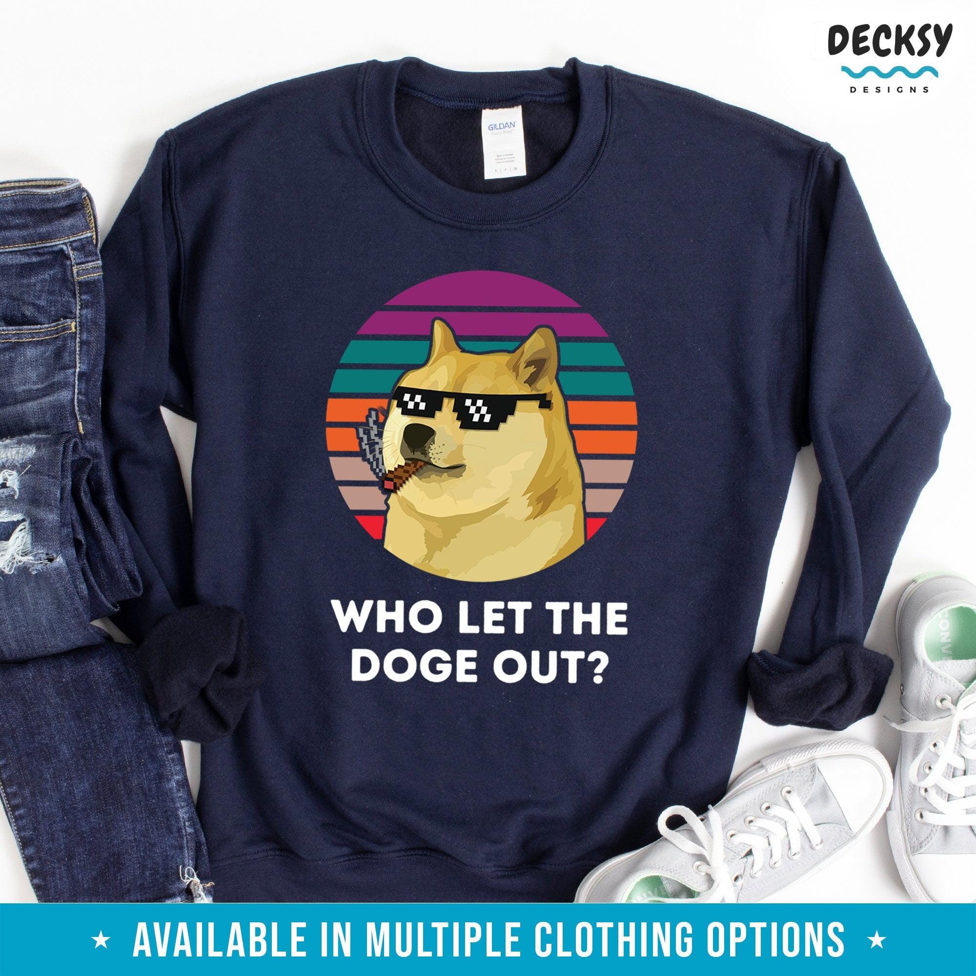 Dogecoin Shirt, Who Let the Doge Out Gift-Clothing:Gender-Neutral Adult Clothing:Tops & Tees:T-shirts:Graphic Tees-DecksyDesigns