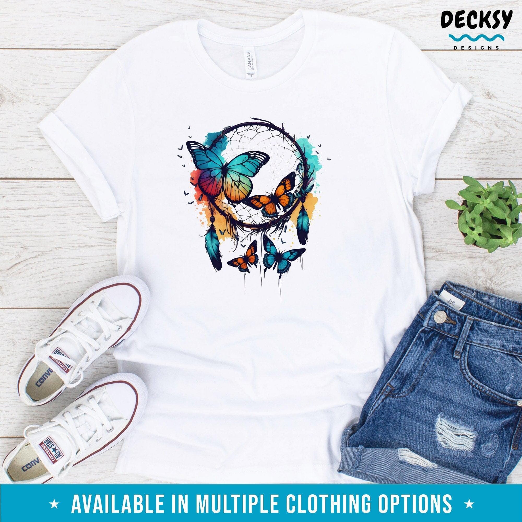 Dreamcatcher Shirt, Butterfly Tshirt Gift-Clothing:Gender-Neutral Adult Clothing:Tops & Tees:T-shirts:Graphic Tees-DecksyDesigns