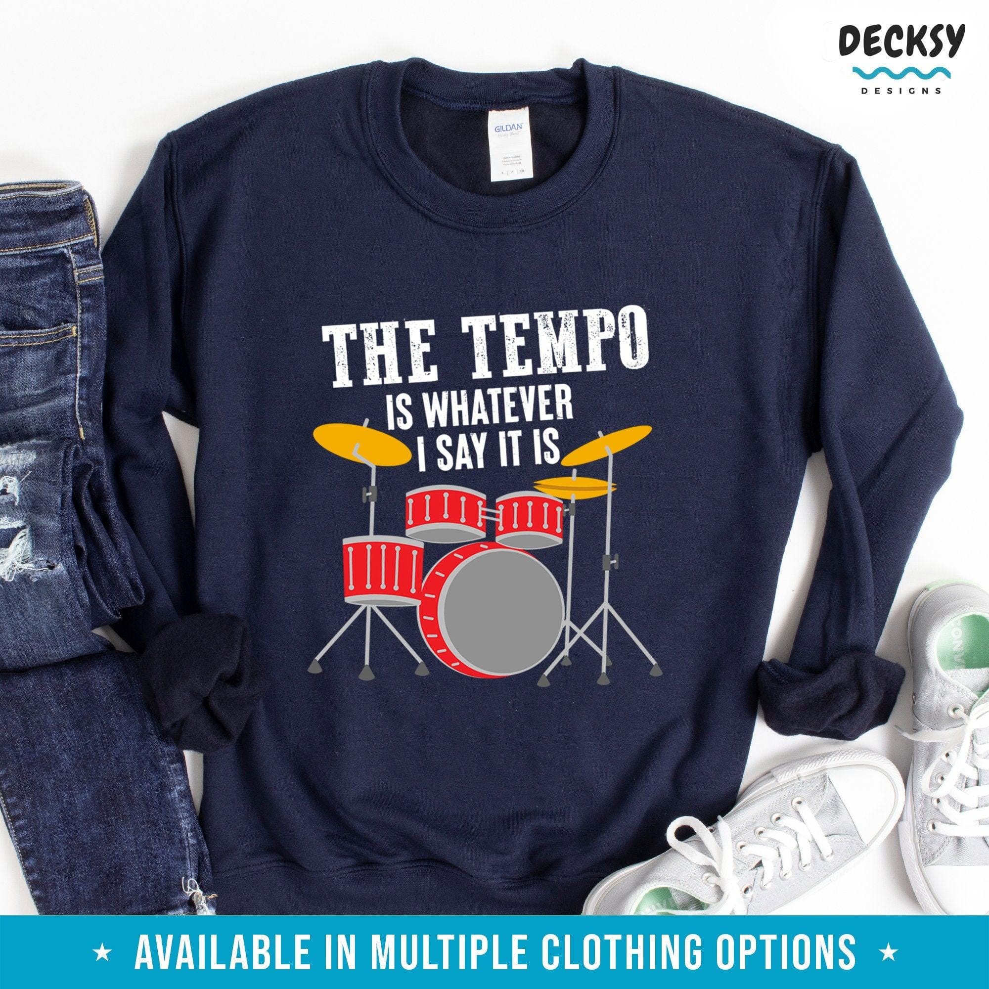 Drummer Tee Shirt, Rock Band Gift-Clothing:Gender-Neutral Adult Clothing:Tops & Tees:T-shirts:Graphic Tees-DecksyDesigns