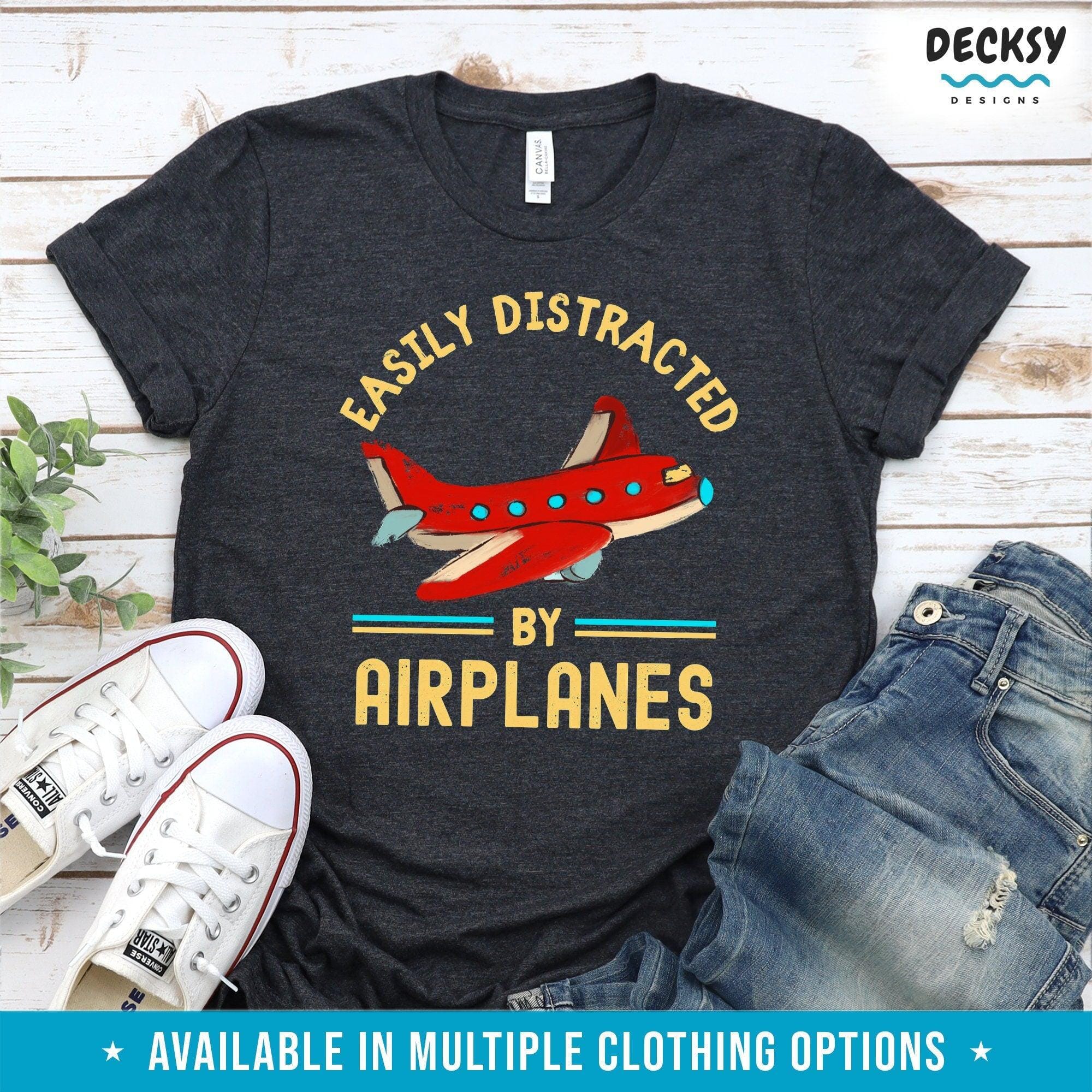 Easily Distracted By Airplanes Shirt, Aviation Gift-Clothing:Gender-Neutral Adult Clothing:Tops & Tees:T-shirts:Graphic Tees-DecksyDesigns