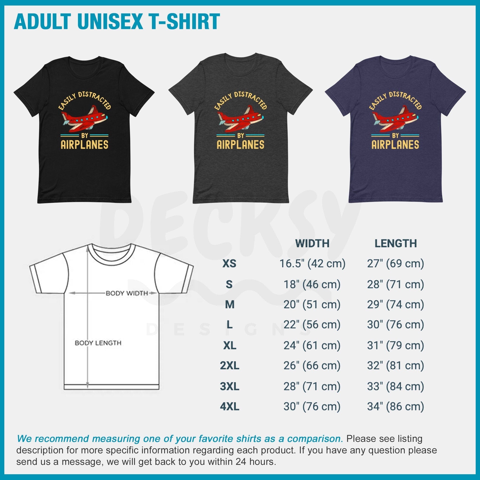 Easily Distracted By Airplanes Shirt, Aviation Gift-Clothing:Gender-Neutral Adult Clothing:Tops & Tees:T-shirts:Graphic Tees-DecksyDesigns