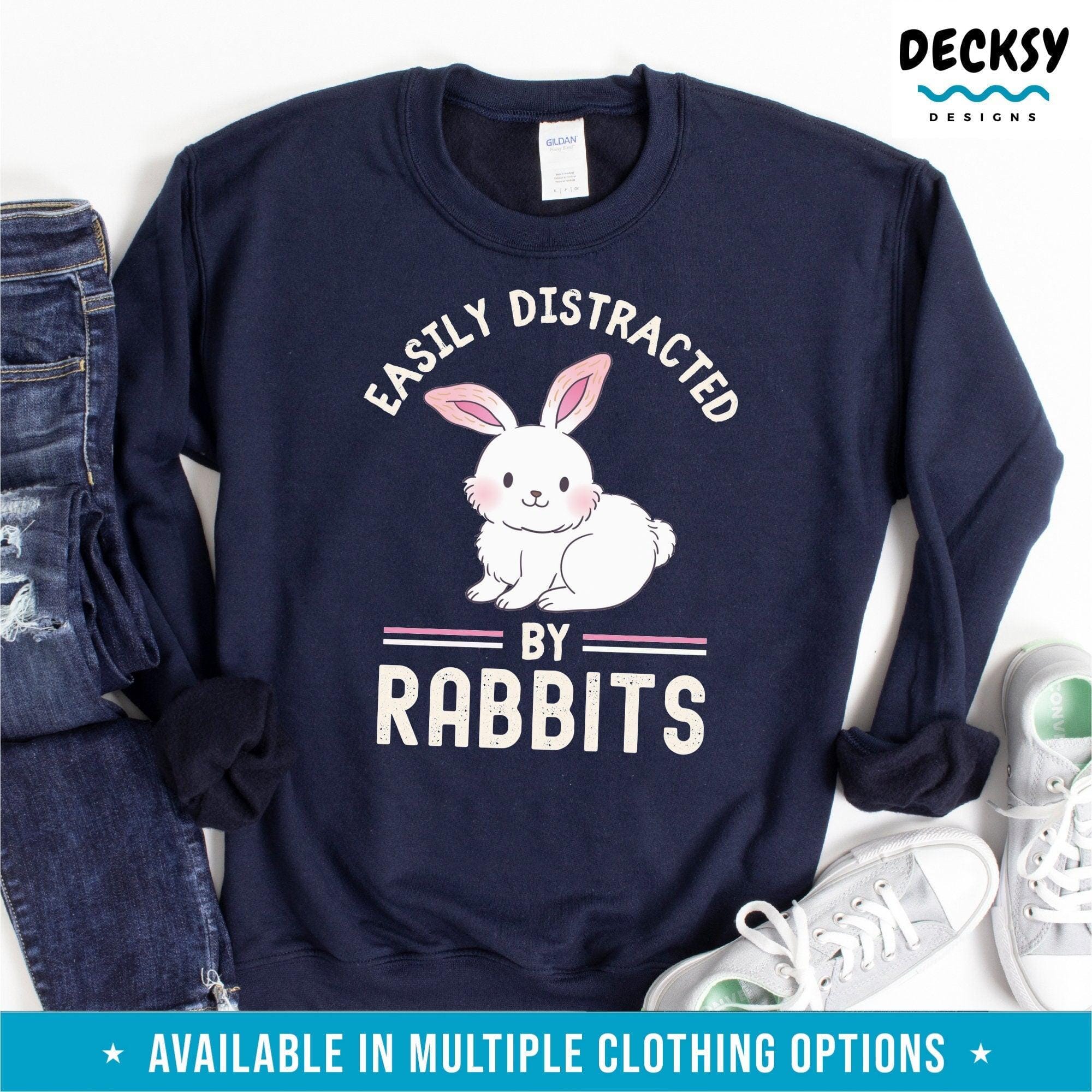 Easily Distracted By Rabbit Shirt, Gift For Rabbit Lover-Clothing:Gender-Neutral Adult Clothing:Tops & Tees:T-shirts:Graphic Tees-DecksyDesigns