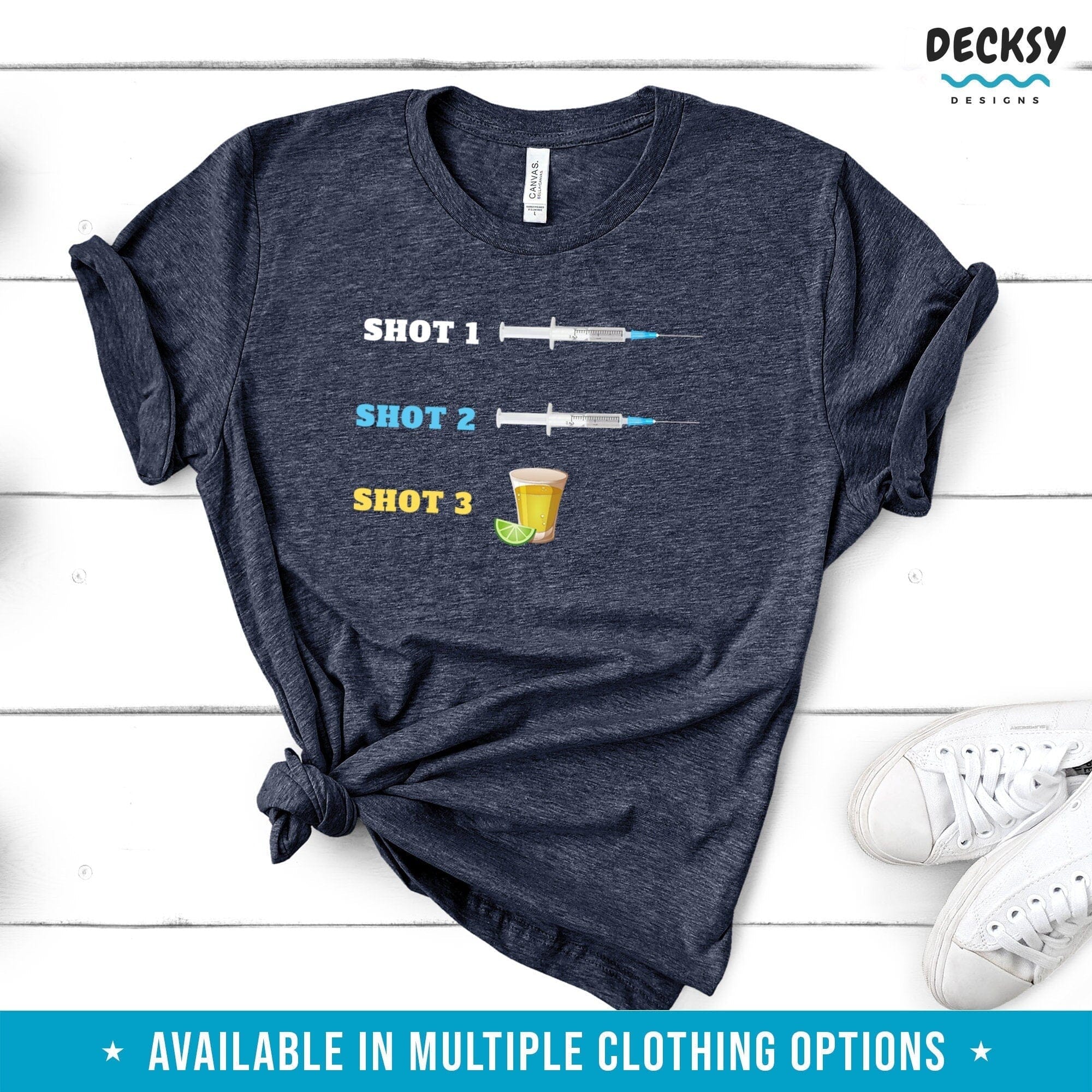 Fully Vaccinated Shots Shirt, Funny Vaxx Gift-Clothing:Gender-Neutral Adult Clothing:Tops & Tees:T-shirts:Graphic Tees-DecksyDesigns