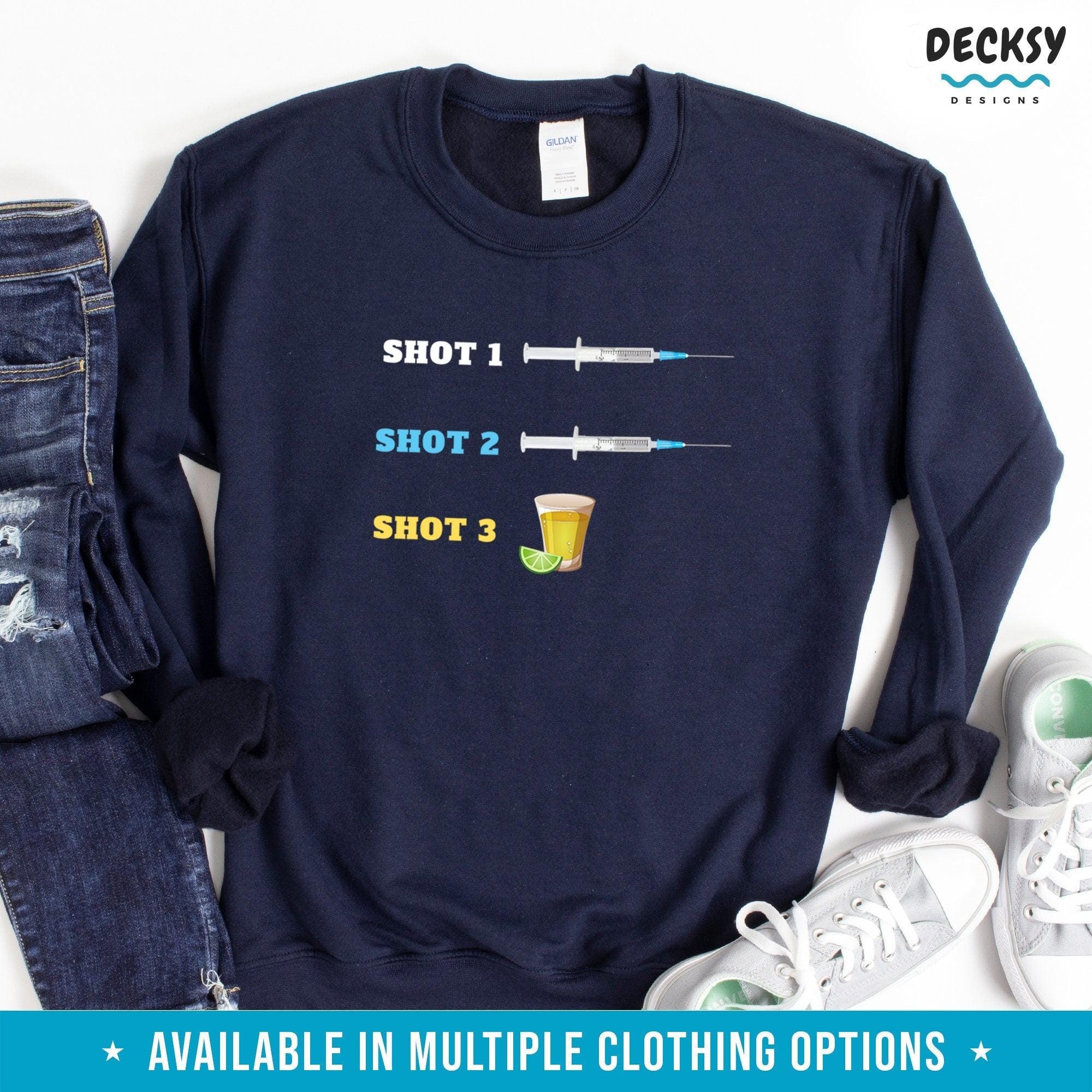 Fully Vaccinated Shots Shirt, Funny Vaxx Gift-Clothing:Gender-Neutral Adult Clothing:Tops & Tees:T-shirts:Graphic Tees-DecksyDesigns