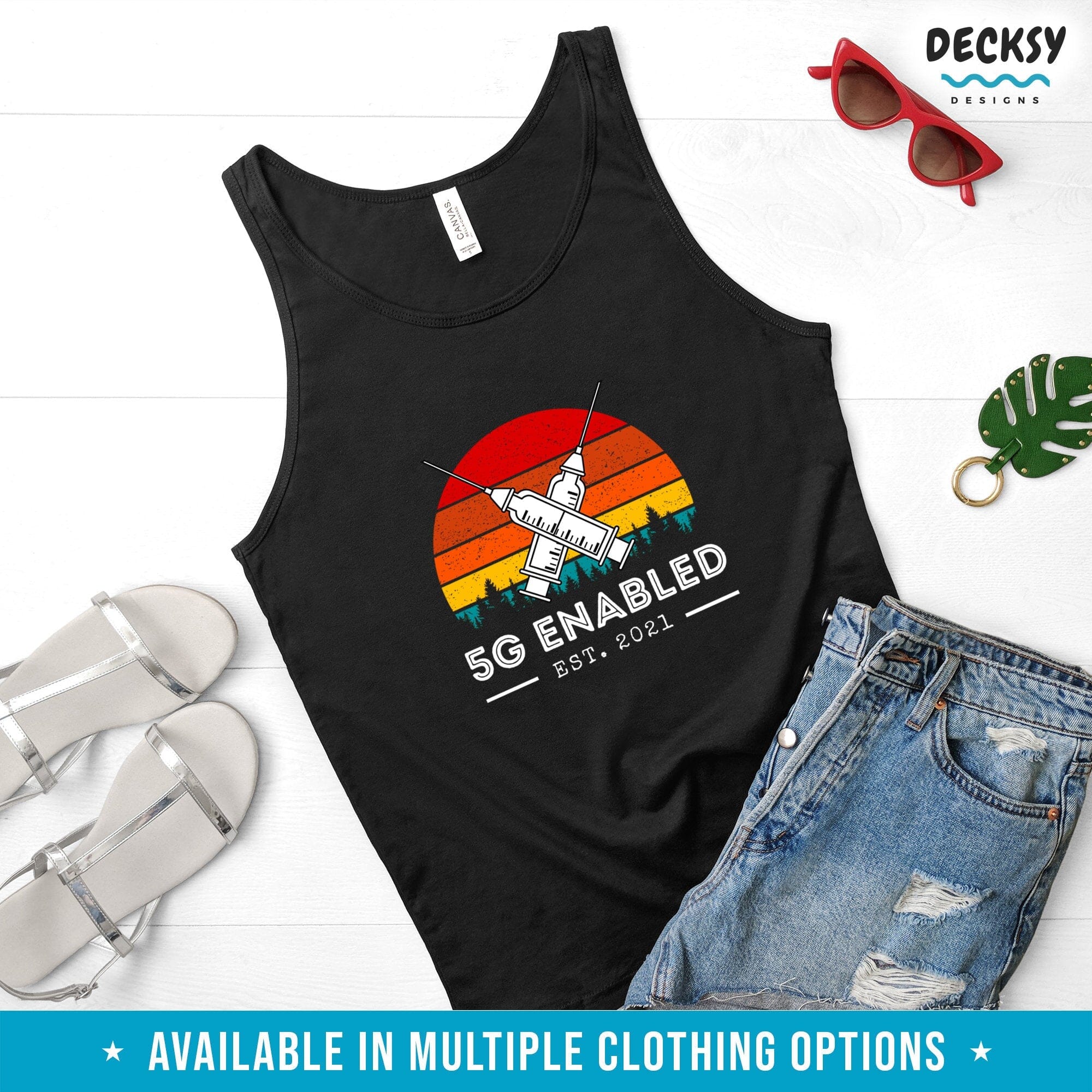 Funny Vaccinated Shirt, 5G Enabled Vaccine Awareness Gift-Clothing:Gender-Neutral Adult Clothing:Tops & Tees:T-shirts:Graphic Tees-DecksyDesigns