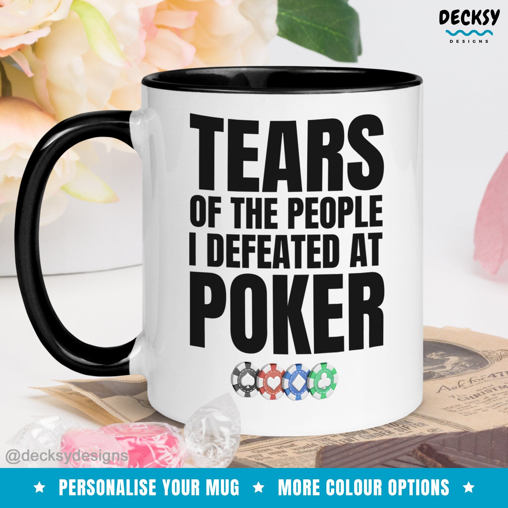 Poker Mug, Custom Poker Player Gifts, Gambling Gift, Card Player Coffee Mug, Poker Gift For Dad, Poker Friend Gift, Gambler Mug, Casino Mug Mugs by DecksyDesigns