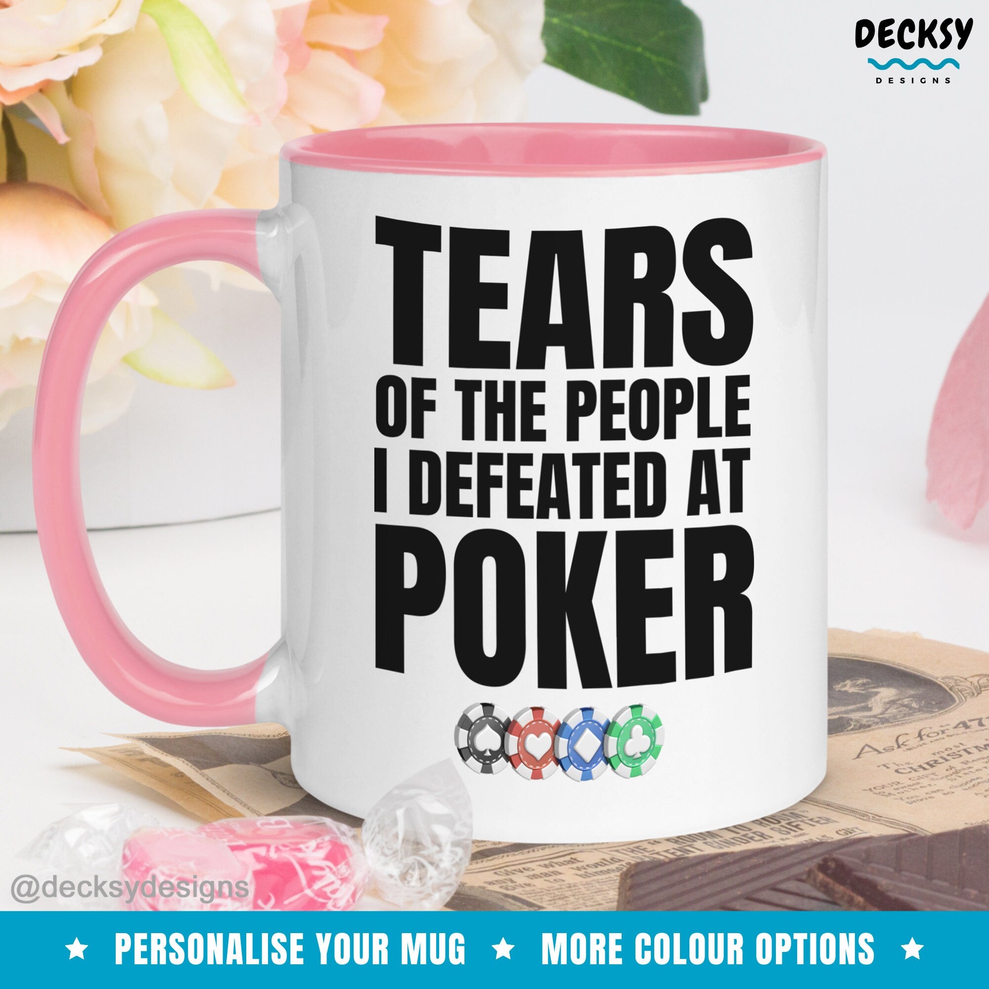 Poker Mug, Custom Poker Player Gifts, Gambling Gift, Card Player Coffee Mug, Poker Gift For Dad, Poker Friend Gift, Gambler Mug, Casino Mug Mugs by DecksyDesigns