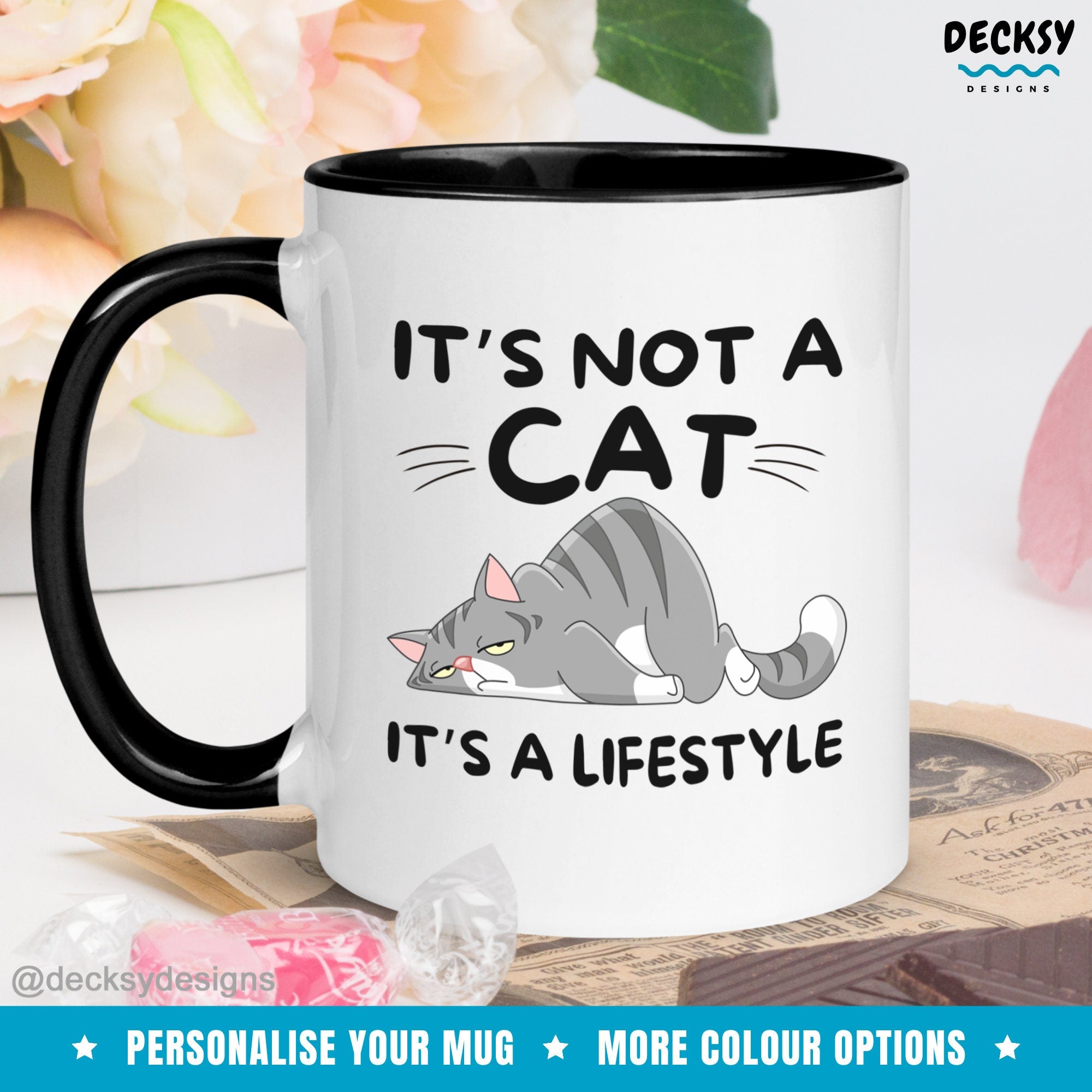 Cat Lover Mug, Custom Cat Owner Gift, Cat Mama Mug, Cat Dad Coffee Mug, Cute Cat Lady Gift For Cat Grandma, Funny Cat Mom Gift Personalised Mugs by DecksyDesigns