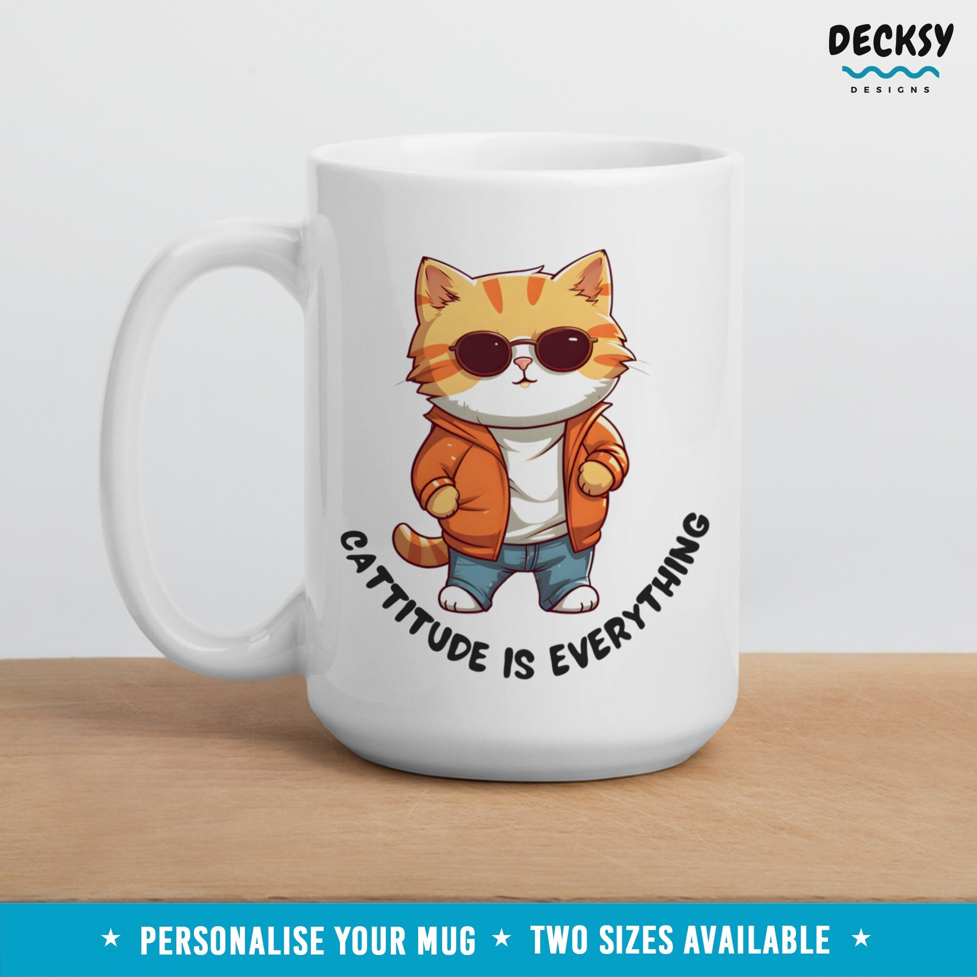 Cattitude Coffee Mug, Funny Cat Owner Gift, Custom Cappucino Cup, Gift For Cat Dad, Grumpy Cat Mug, Vet Assistant Gifts, Funny Cat Mama Cup Mugs by DecksyDesigns