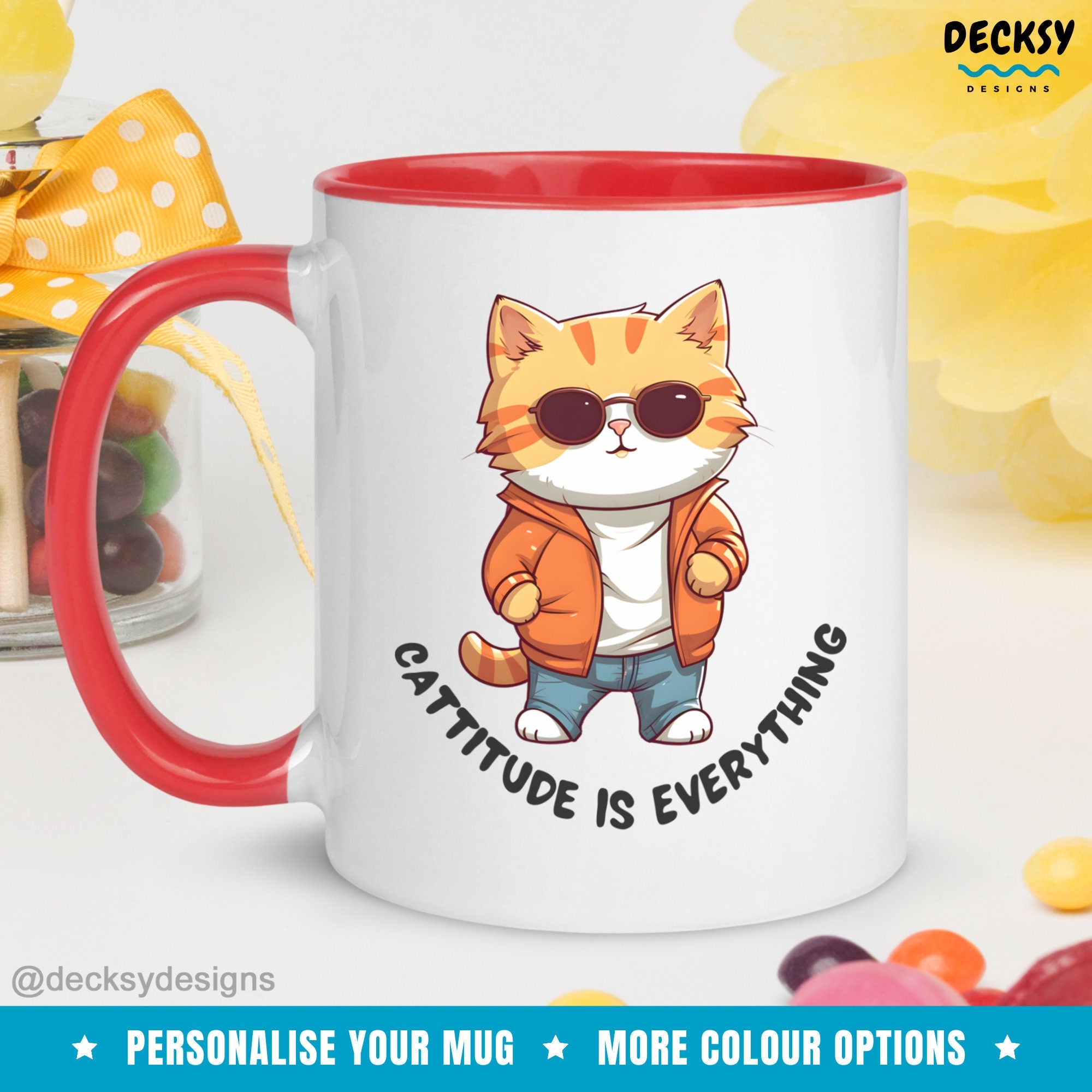 Cattitude Coffee Mug, Funny Cat Owner Gift, Custom Cappucino Cup, Gift For Cat Dad, Grumpy Cat Mug, Vet Assistant Gifts, Funny Cat Mama Cup Mugs by DecksyDesigns