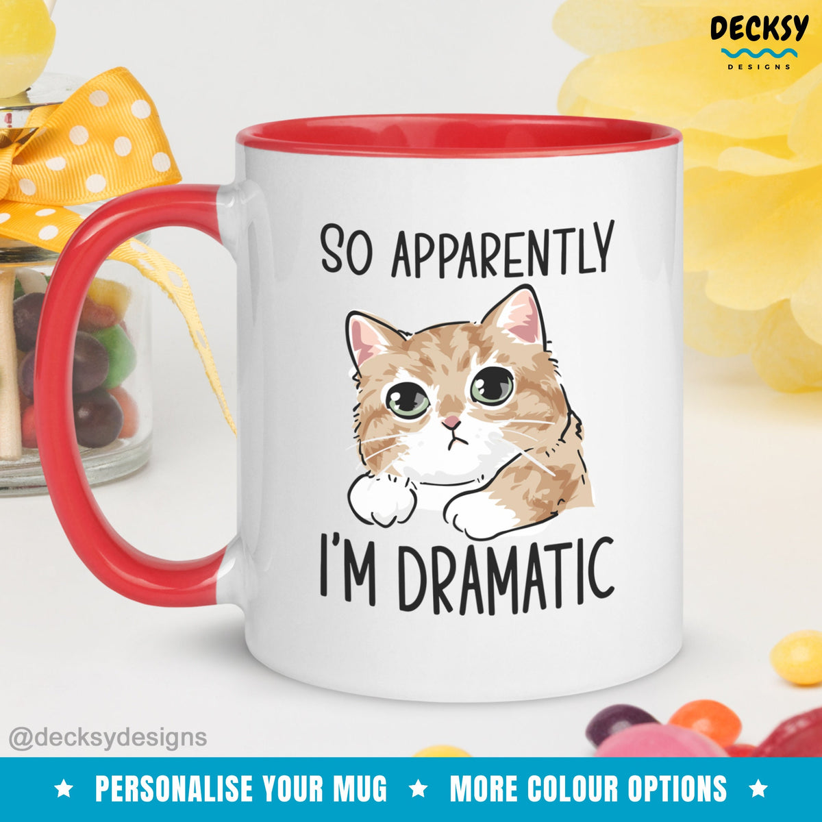 Dramatic Cat Mug, Cat Owner Gift, Funny Cat Mug, Custom Cat Mom Mug, Personalised Cat Coffee Mug, Dramatic Person Gift, Drama Teacher Gift Mugs by DecksyDesigns