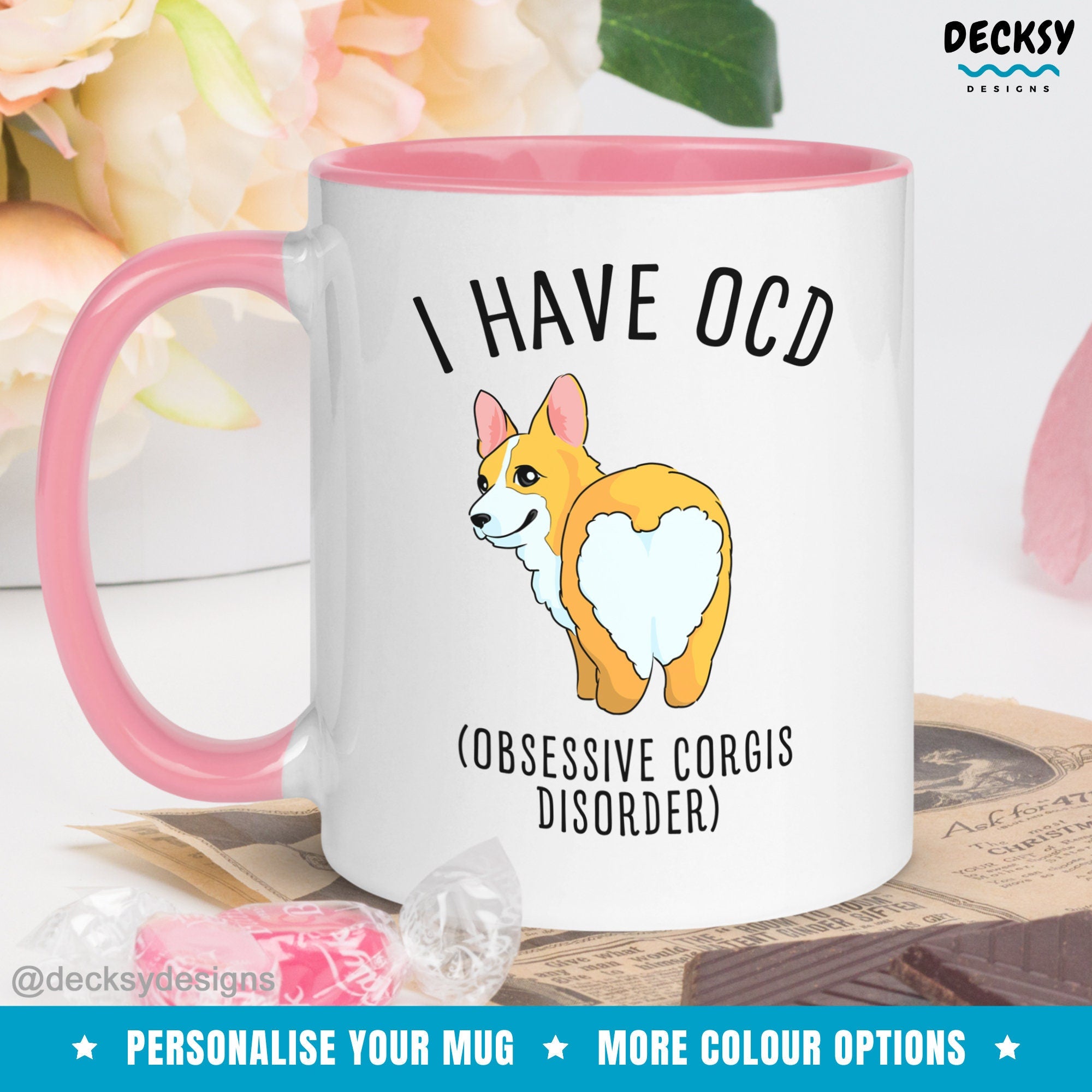 Corgi Lover Coffee Mug, Custom Corgi Dog Gift, Corgi Mom Cup, Ocd Mug Funny, Welsh Corgi, Corgi Dad Cup, Gift For Mother, Animal Lover Gift Mugs by DecksyDesigns