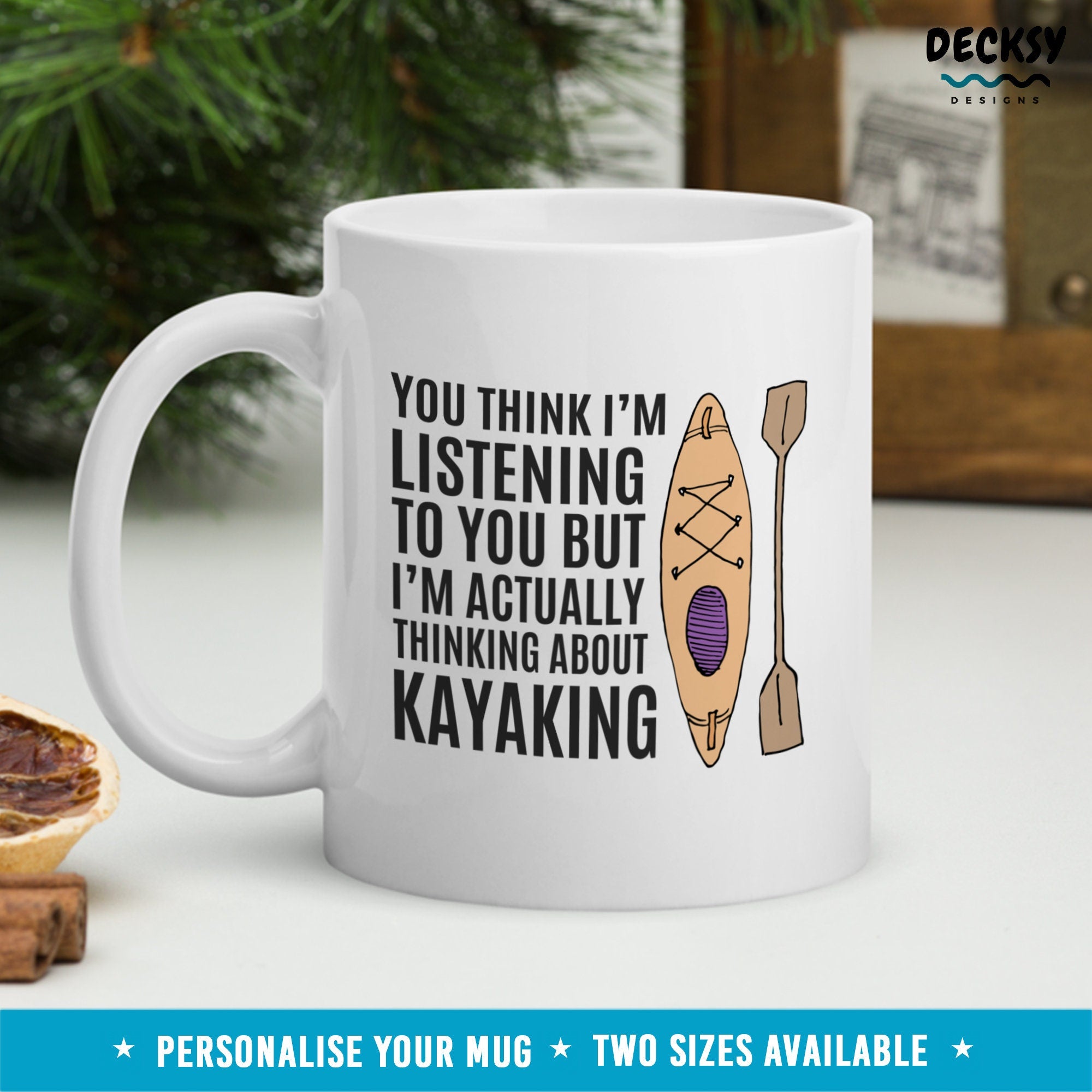 Kayaking Mug, Gift For Kayaker, Custom New Dad Gift, Personalised Kayak Lover Gift, Outdoor Lover Adventure Coffee Cup, White Water Kayak Mugs by DecksyDesigns