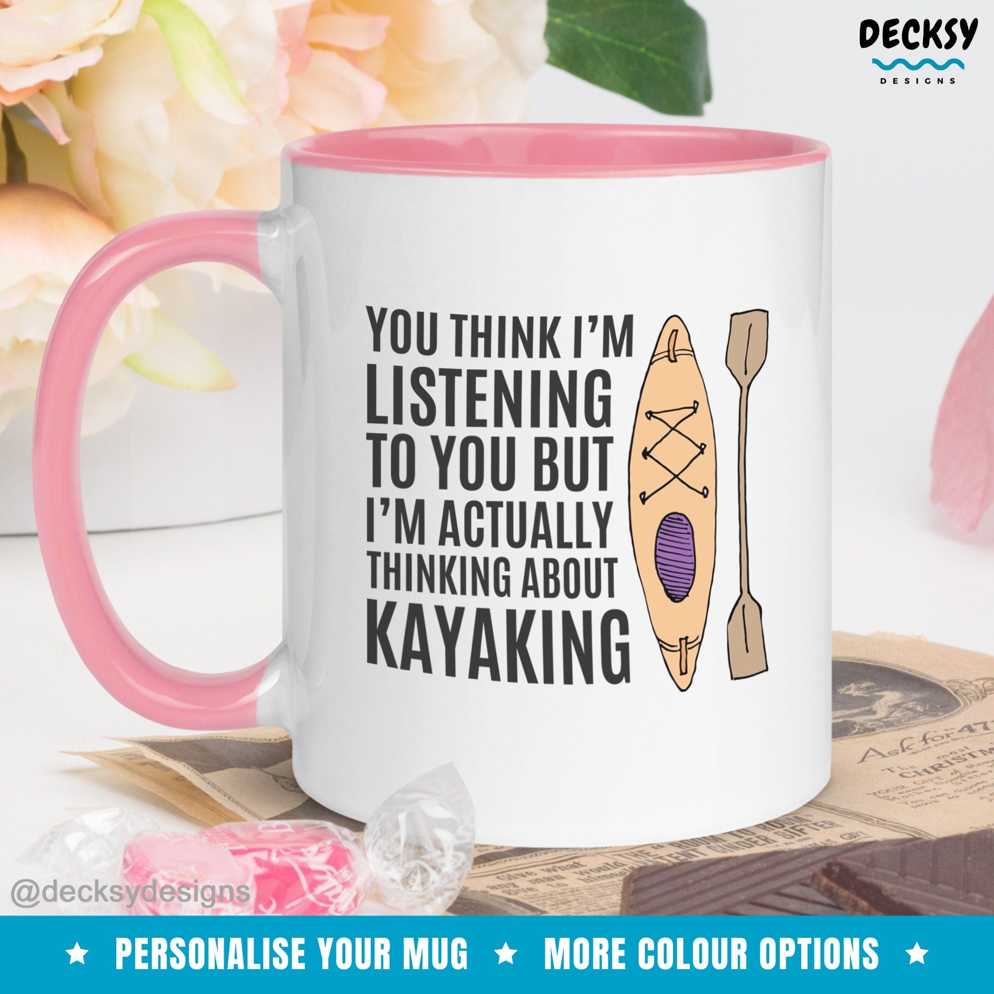 Kayaking Mug, Gift For Kayaker, Custom New Dad Gift, Personalised Kayak Lover Gift, Outdoor Lover Adventure Coffee Cup, White Water Kayak Mugs by DecksyDesigns