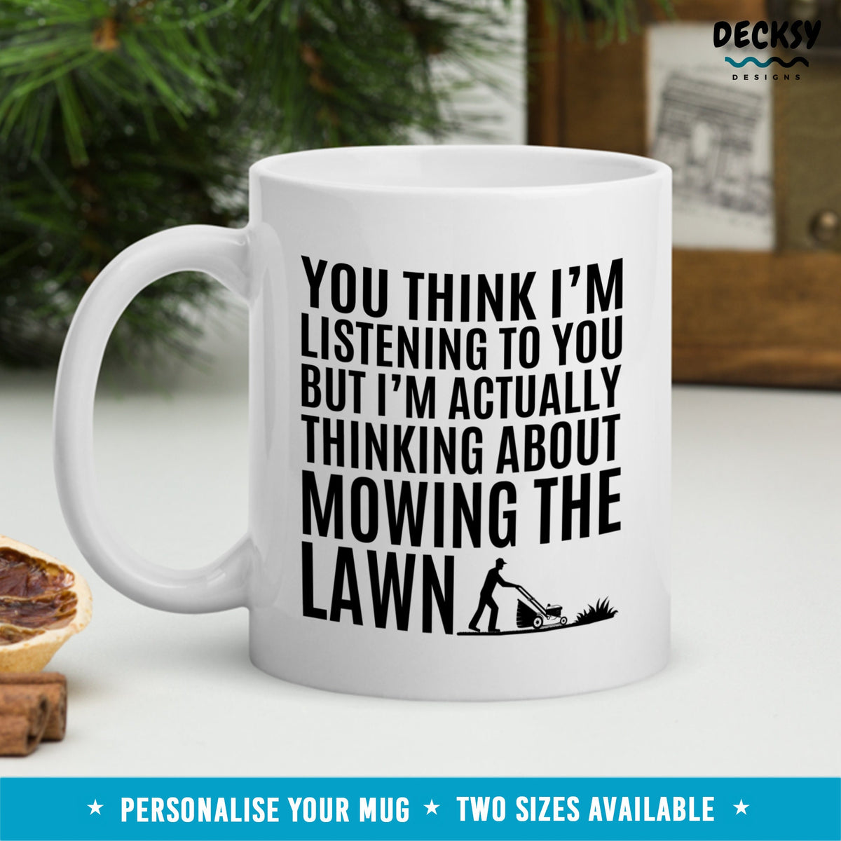Lawn Mowing Mug, Personalised Landscaper Gift, Lawn Mower Gift, Funny Gift For Dad From Daughter, Grandpa Coffee Mug, Indoor Gardening Cup Mugs by DecksyDesigns