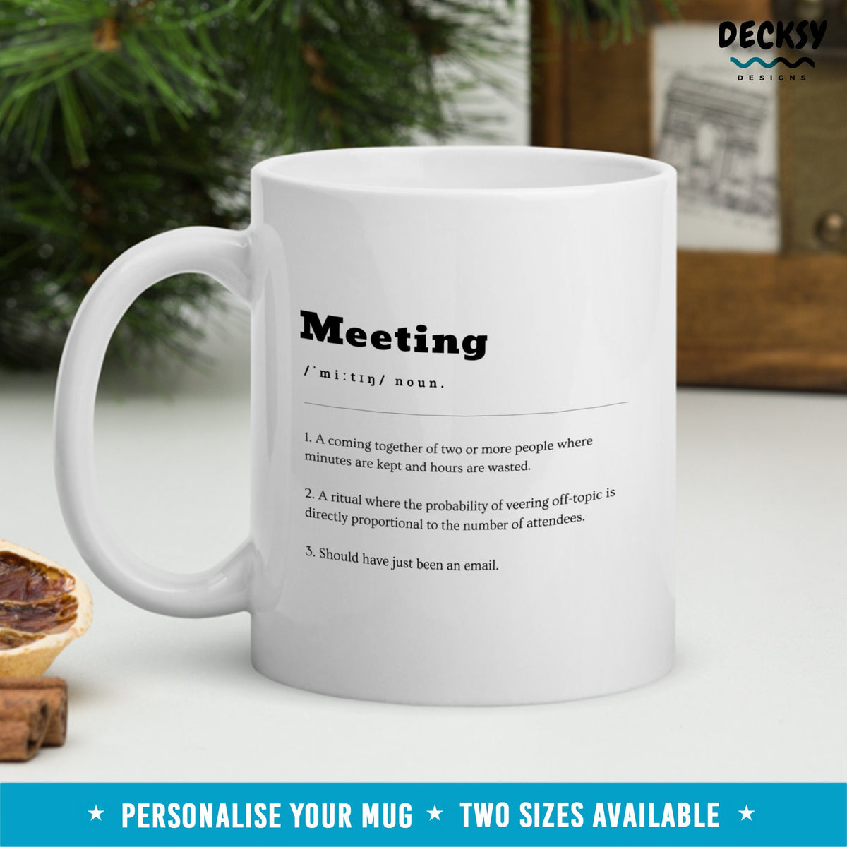 Funny Office Mug, Virtual Meeting Mug, Personalised Meeting Definition Gift, Boss Birthday Cup, Leaving Gift Mug, Work From Home Humour Mug Mugs by DecksyDesigns