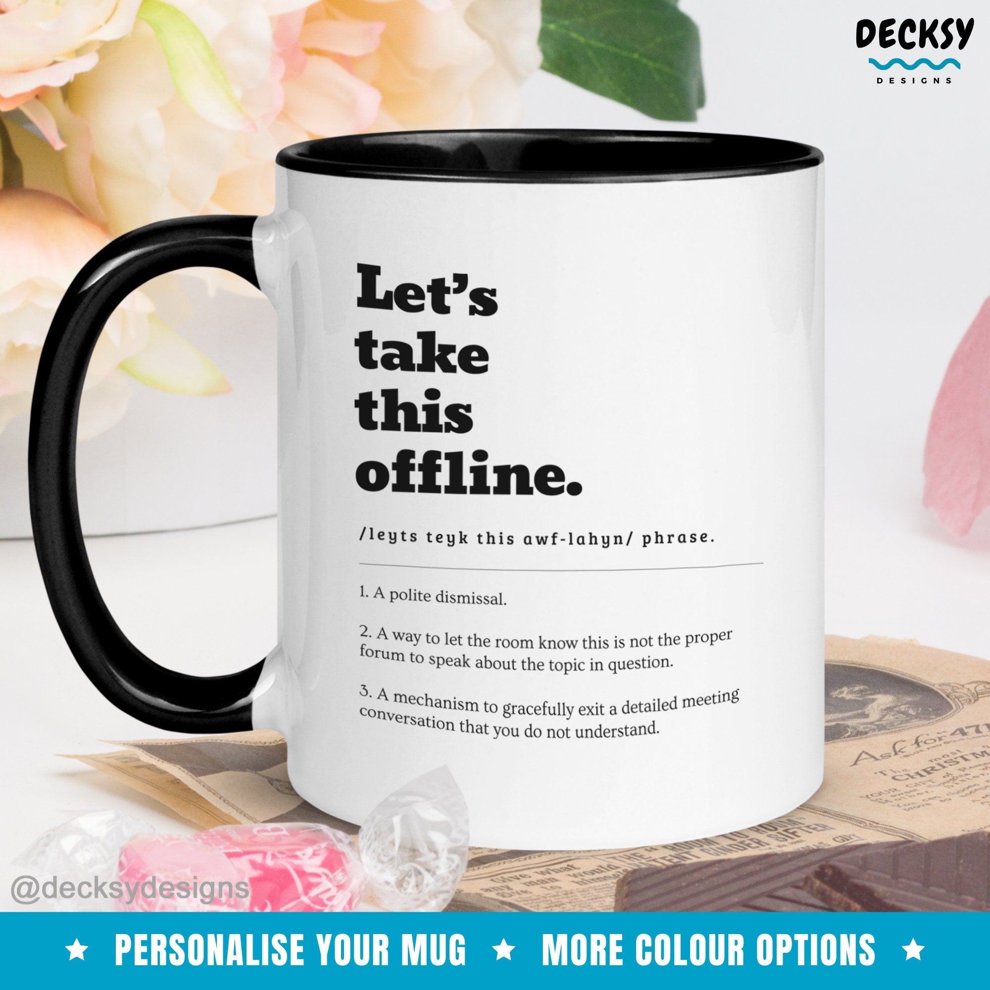 Corporate Lingo Mug, Funny Office Work Gift, New Job Mug, Work From Home Admin Gift, Personalised Definition Cup, Custom Gift for Coworker Mugs by DecksyDesigns