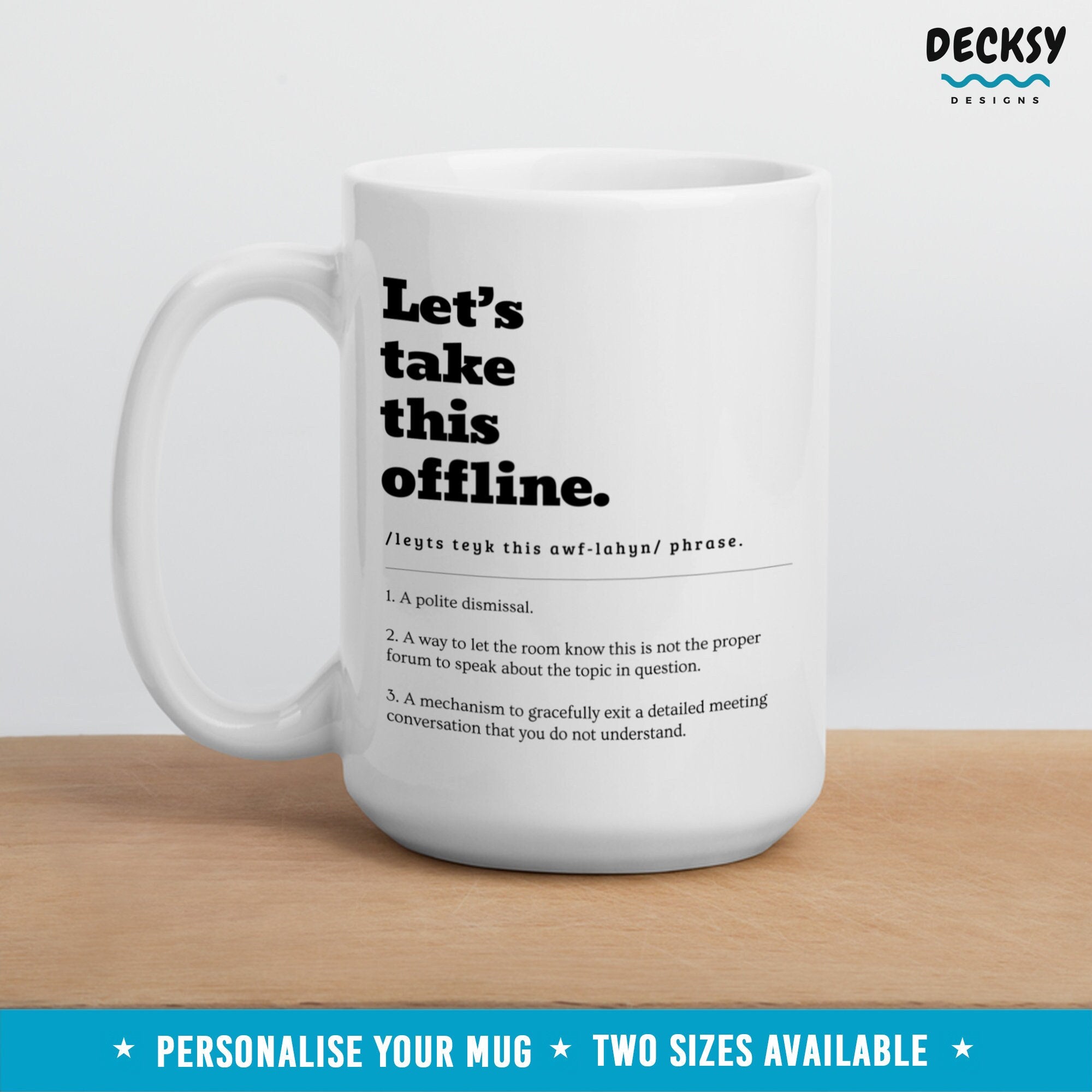 Corporate Lingo Mug, Funny Office Work Gift, New Job Mug, Work From Home Admin Gift, Personalised Definition Cup, Custom Gift for Coworker Mugs by DecksyDesigns