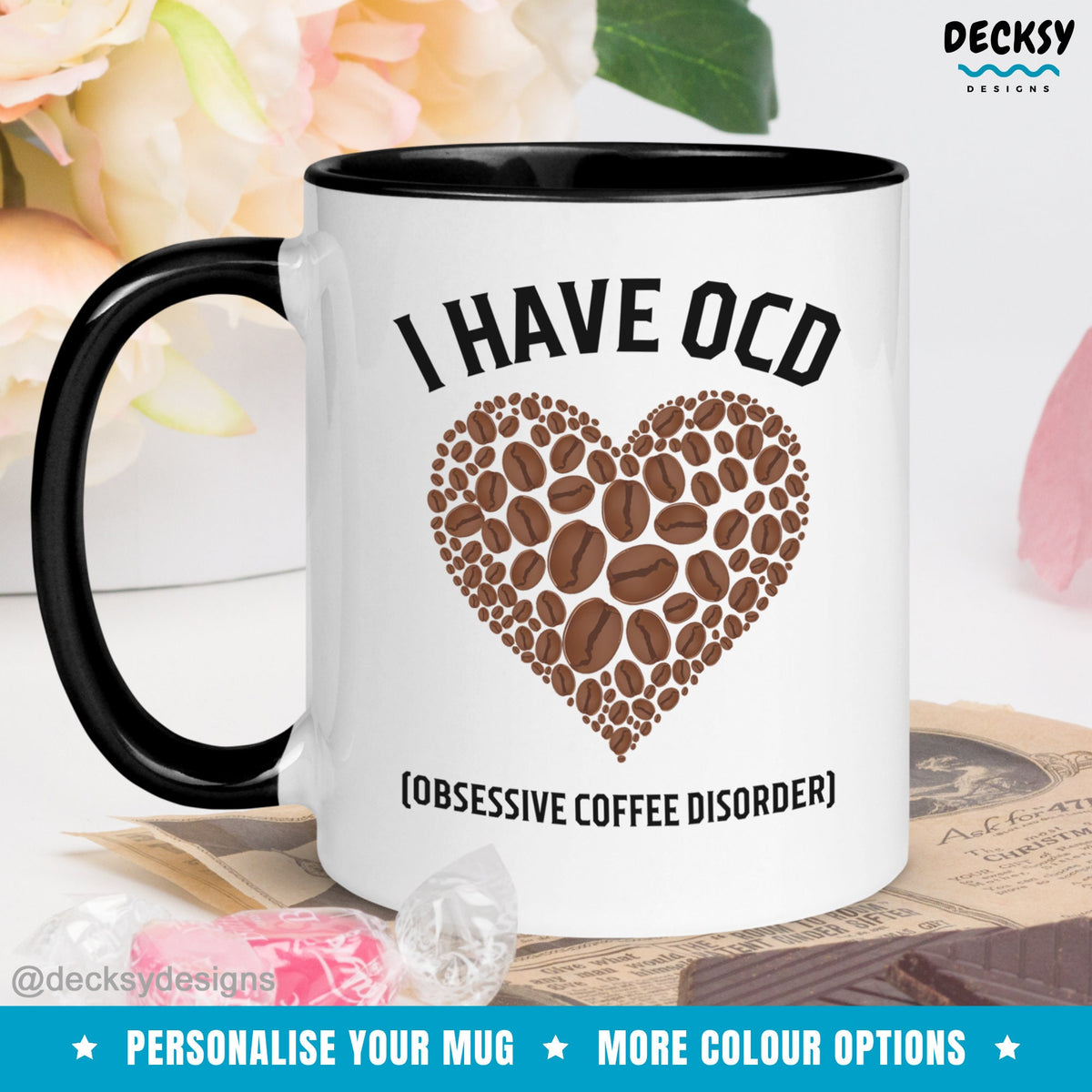 Coffee Lover Mug, Custom Ocd Mug Funny, Personalised Caffeine Addict Womens Coffee Cup, Coworker Gift, Office Coffee Mug, Caffeine Queen Mug Mugs by DecksyDesigns
