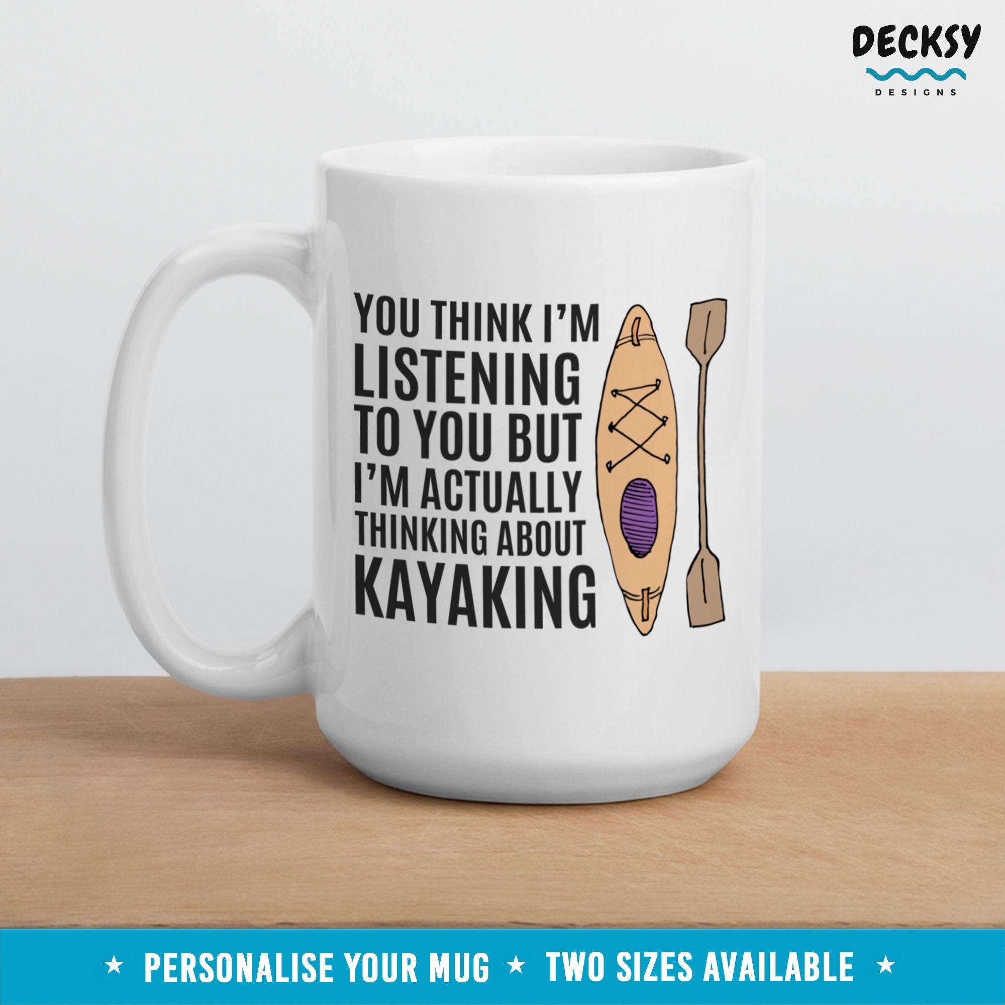 Kayaking Mug, Gift For Kayaker, Custom New Dad Gift, Personalised Kayak Lover Gift, Outdoor Lover Adventure Coffee Cup, White Water Kayak Mugs by DecksyDesigns