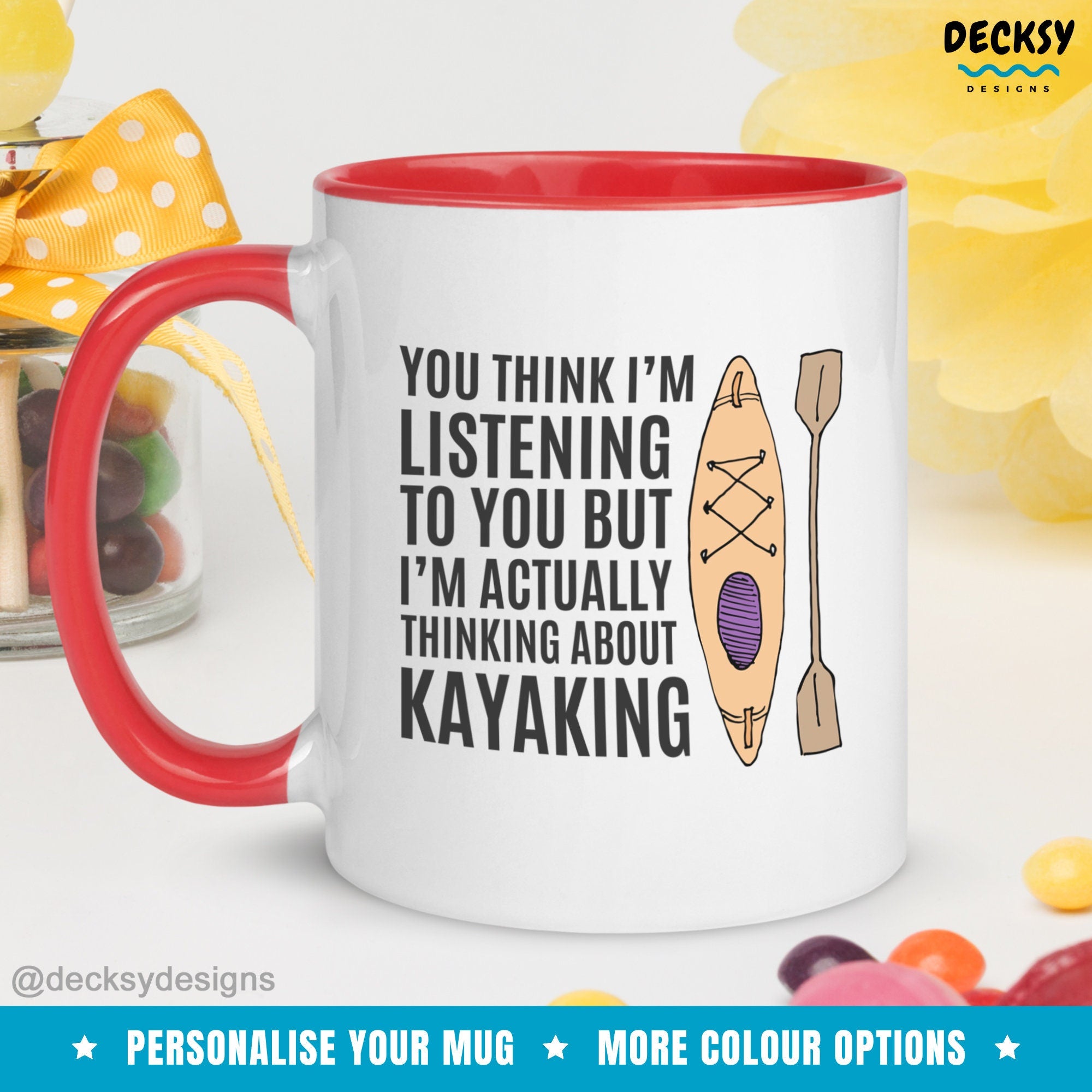 Kayaking Mug, Gift For Kayaker, Custom New Dad Gift, Personalised Kayak Lover Gift, Outdoor Lover Adventure Coffee Cup, White Water Kayak Mugs by DecksyDesigns
