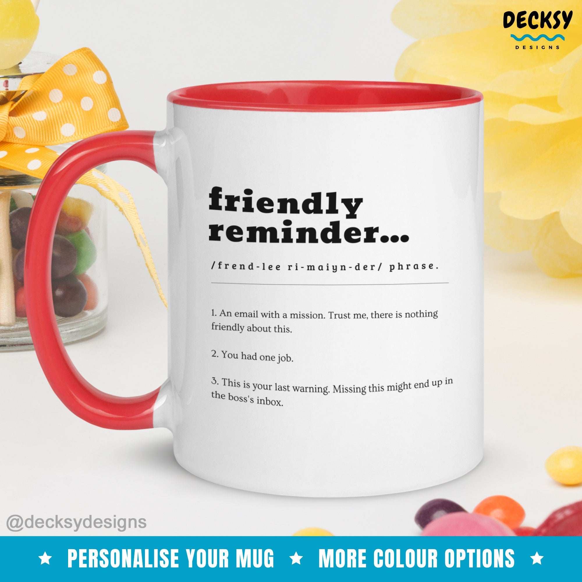 Funny Working Gift, Friendly Reminder Definition Mug, Custom Home Office Cup, Virtual Meeting Mug, Leaving Gift Mug, Morning Work HumourMug Mugs by DecksyDesigns