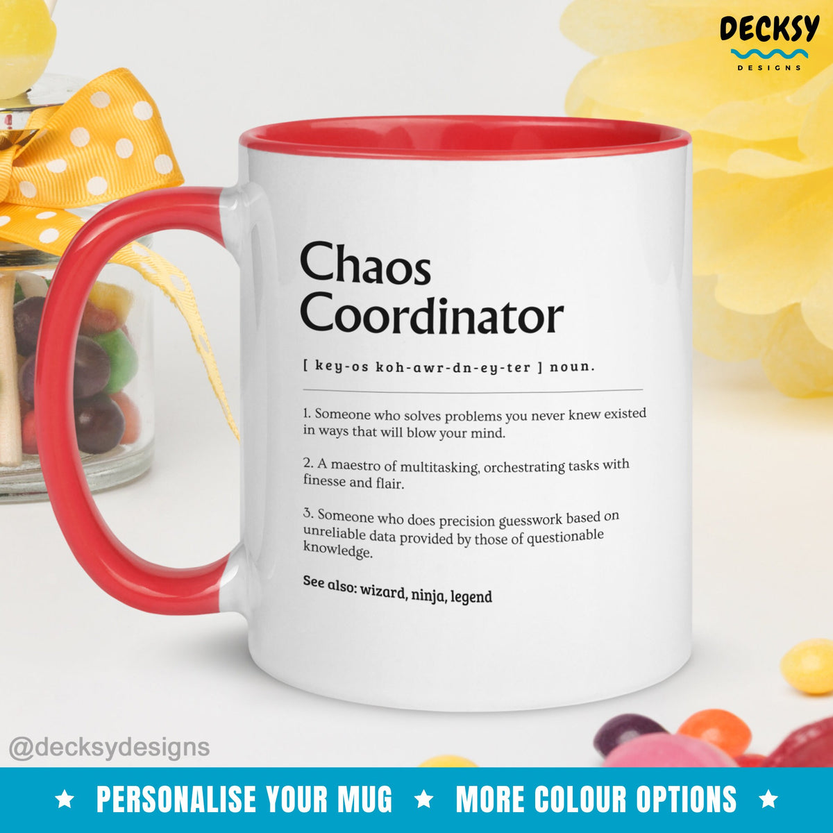 Chaos Coordinator Definition Mug, Custom Office Manager Gift, Coworker Administrator Birthday Gift, Work Coffee Cup, Funny Boss Admin Staff Mugs by DecksyDesigns