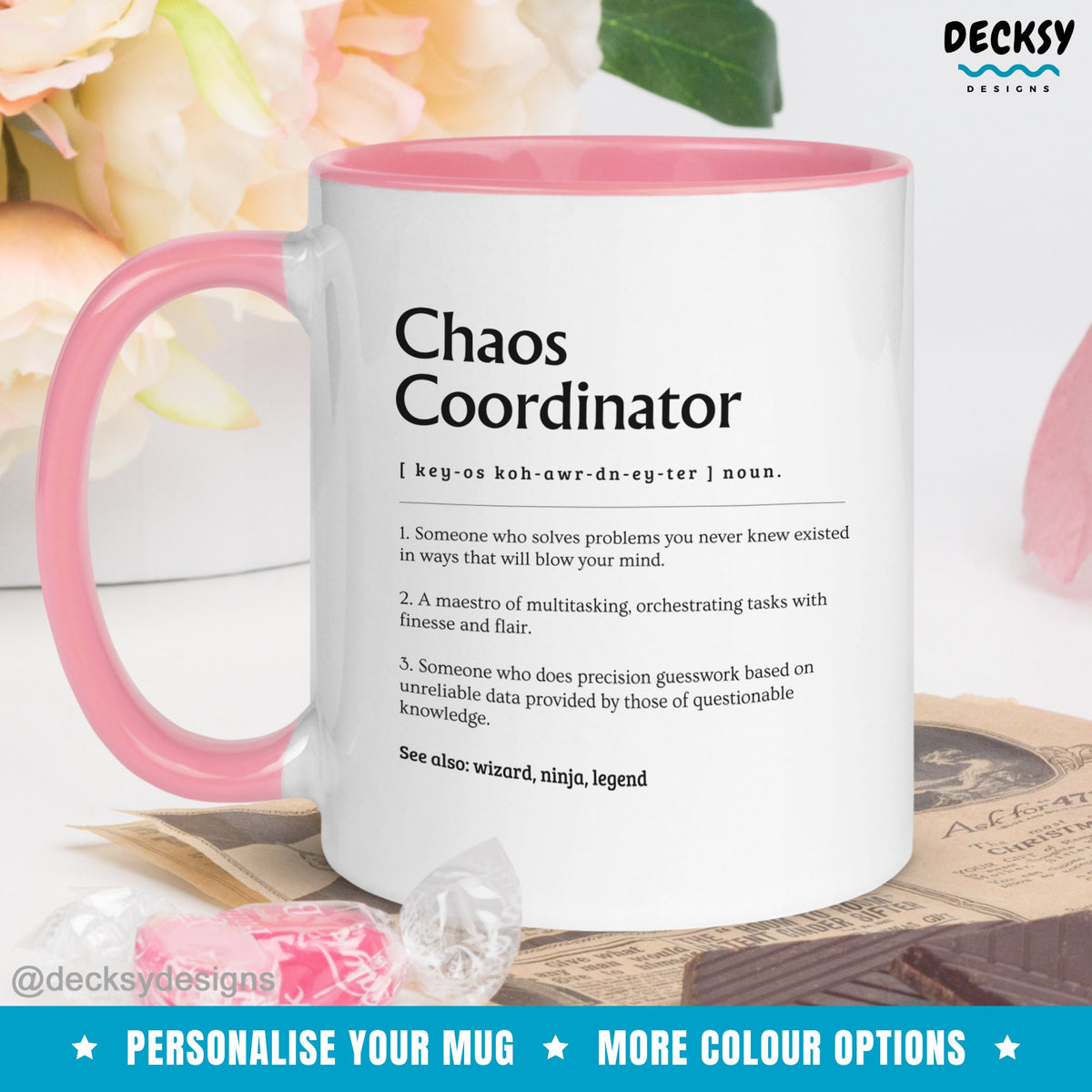 Chaos Coordinator Definition Mug, Custom Office Manager Gift, Coworker Administrator Birthday Gift, Work Coffee Cup, Funny Boss Admin Staff Mugs by DecksyDesigns