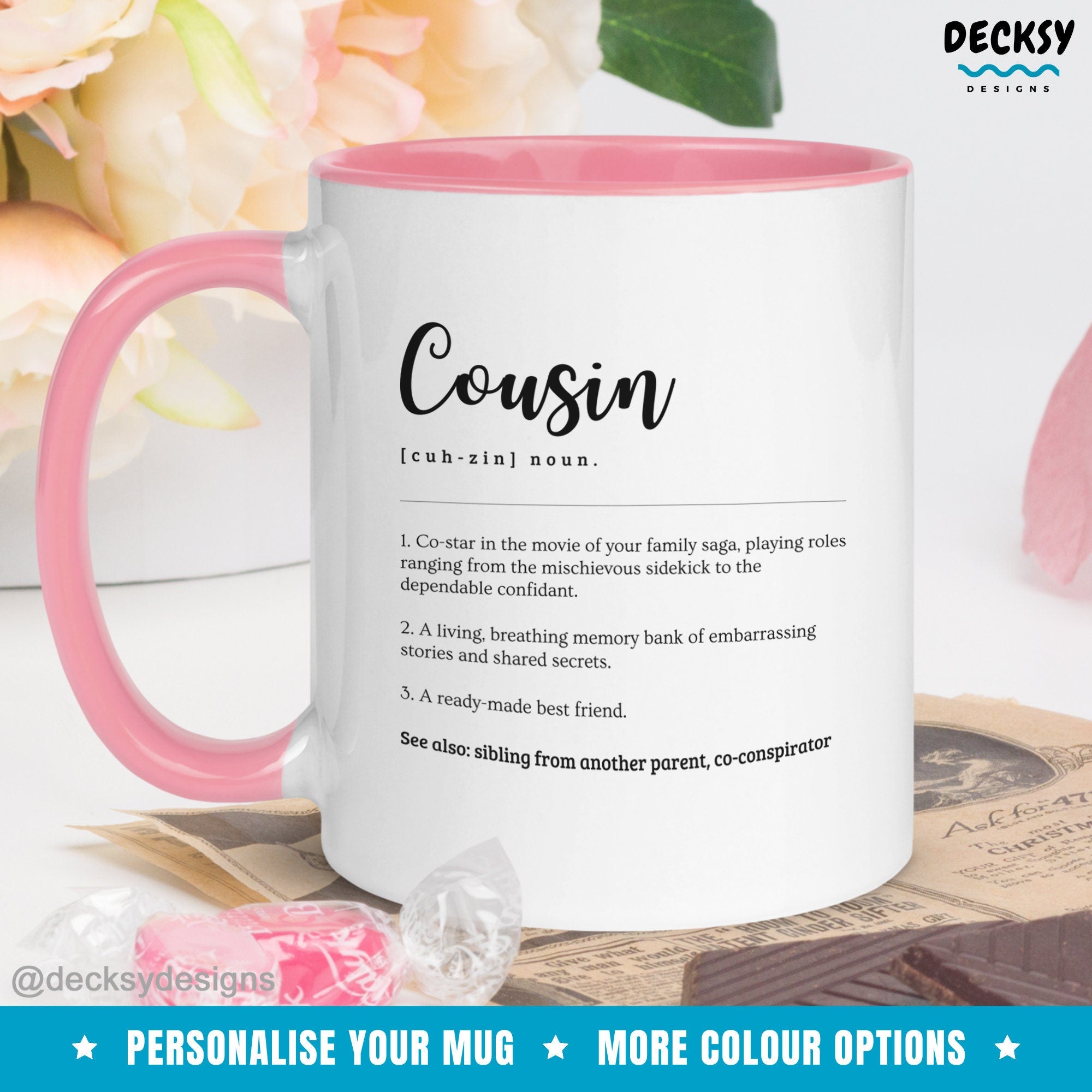 Cousin Mug, Gift for Cousins, Custom Gift for Cousin, Cousin Birthday Gift, Personalized Gift For Cousins, Funny Defintion Cousin Name Gift Mugs by DecksyDesigns