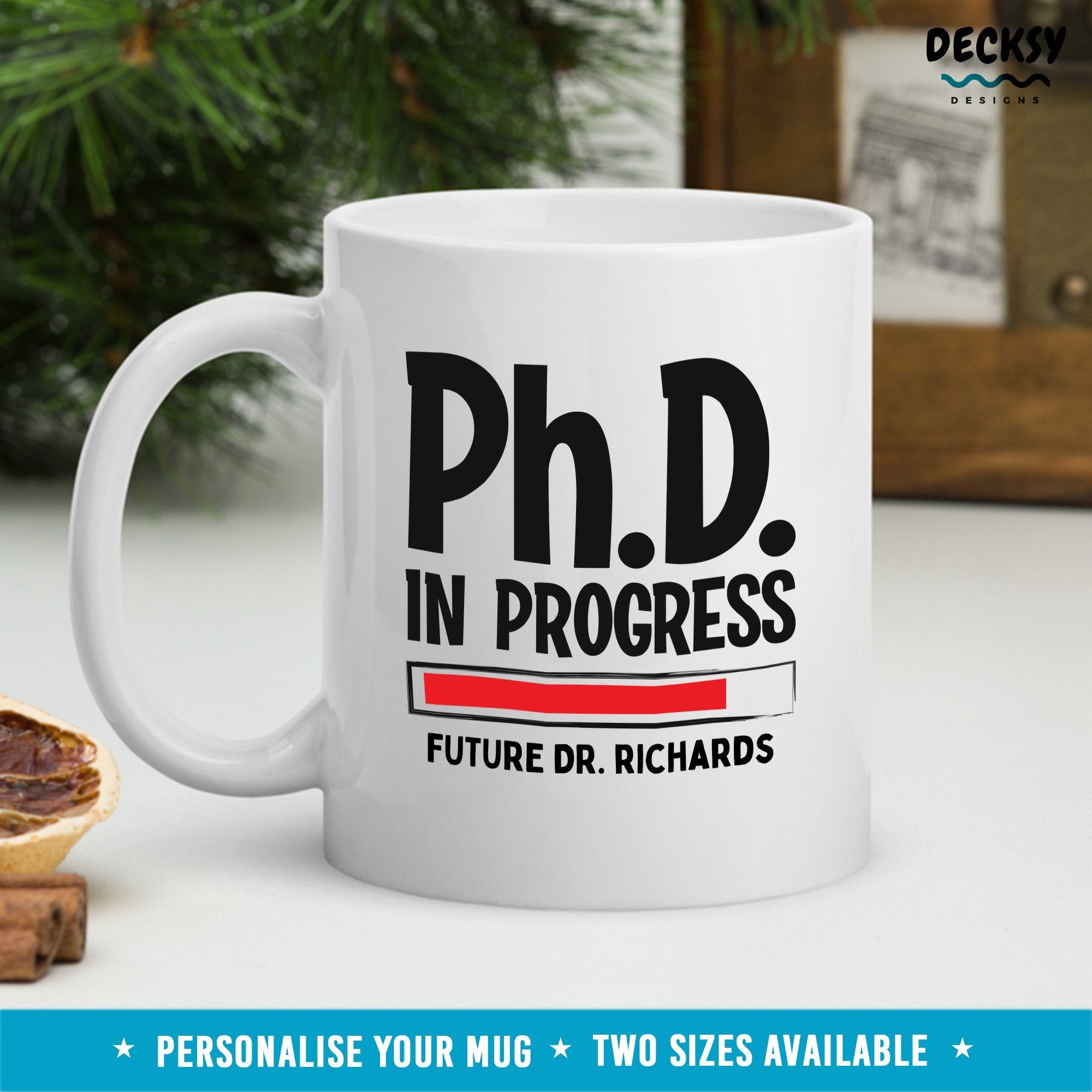 Phd Graduation Mug, Doctorate Present, Custom Researcher Mug, Personalized Mug, Phd Gift For Her Him, Phd Candidate Gift, Phd, Thesis Gift Mugs by DecksyDesigns