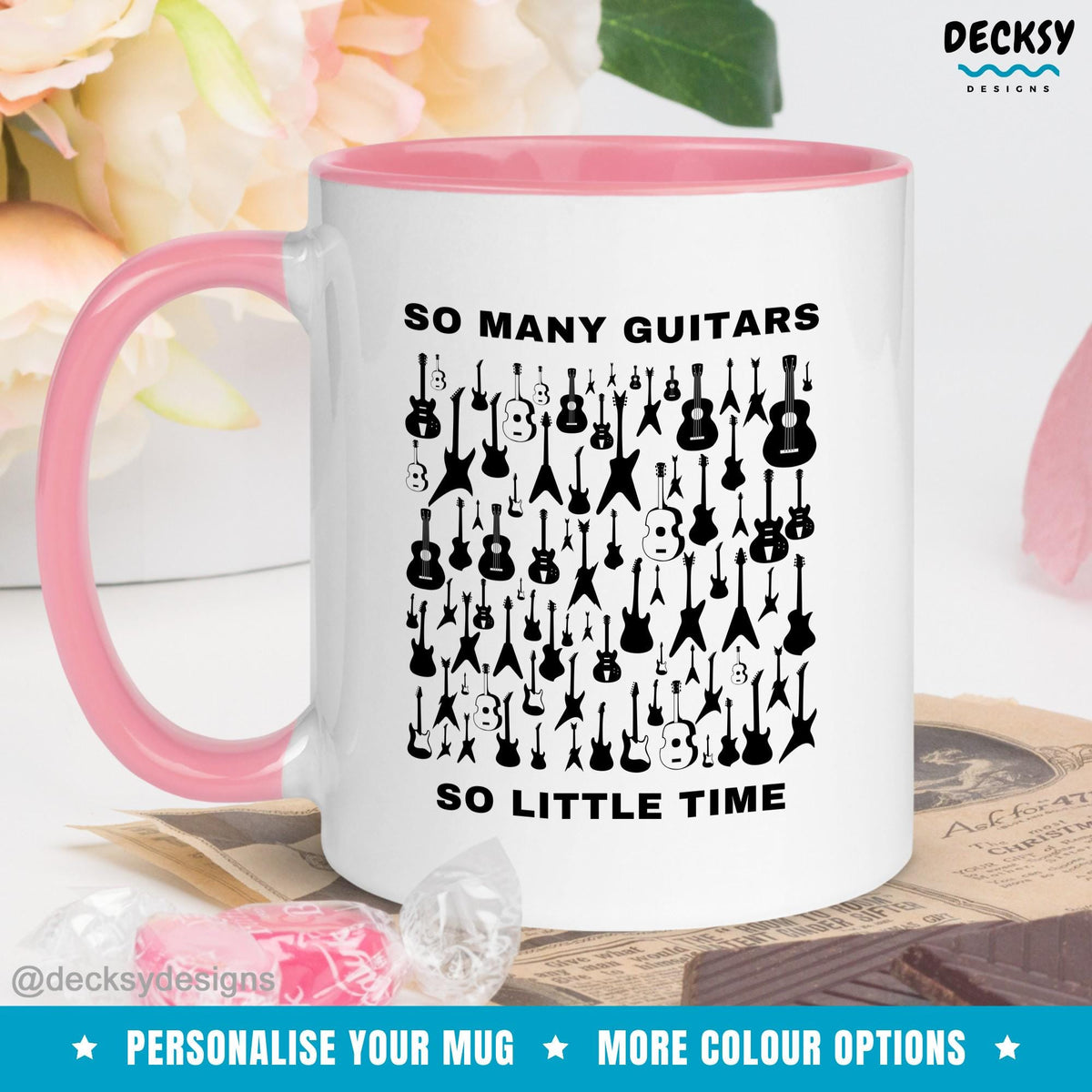 Guitar Lover Mug, Custom Gift For Guitarist, Music Teacher Mug, Personalised Guitar Player Gift Mugs by DecksyDesigns