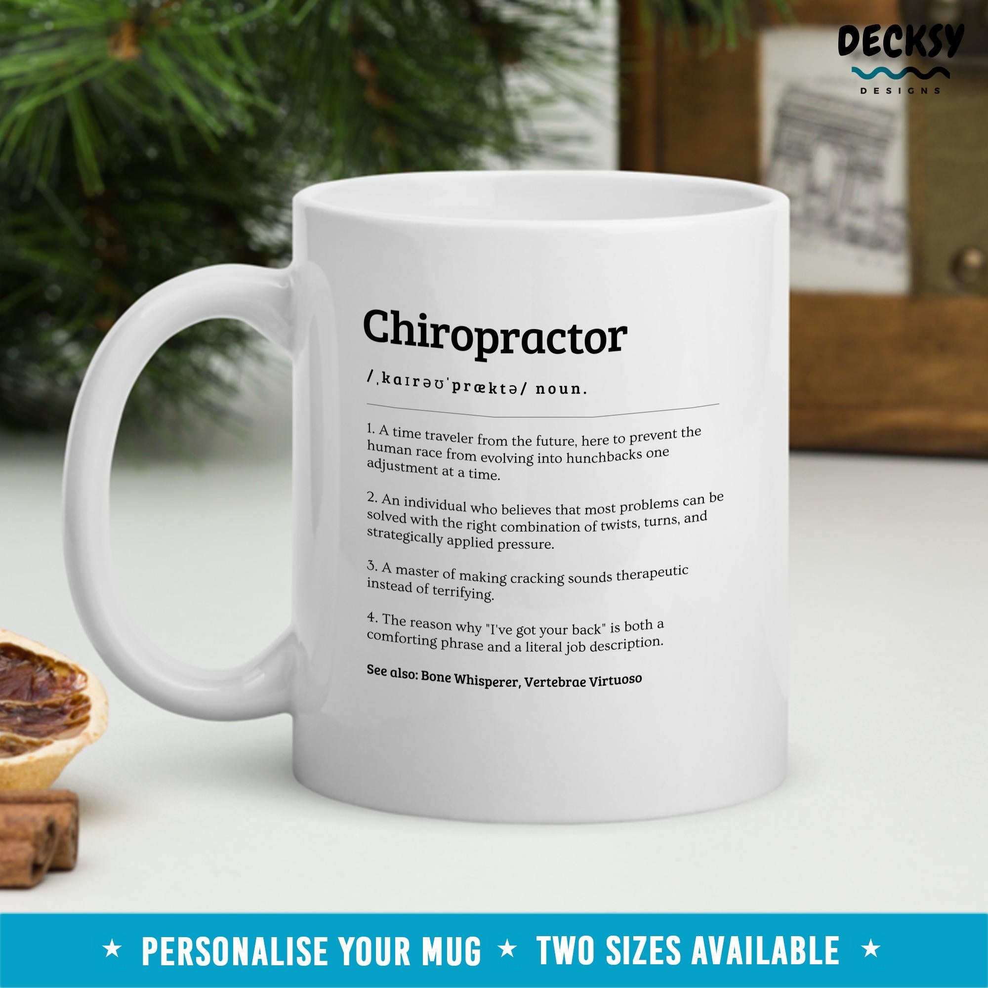 Chiropractor Mug, Spine Doctor Gift, Custom Chiropractic Gifts, Back Whisperer Mug, Thank you Gift for Chiropractor, Personalised Chiro Gift Mugs by DecksyDesigns