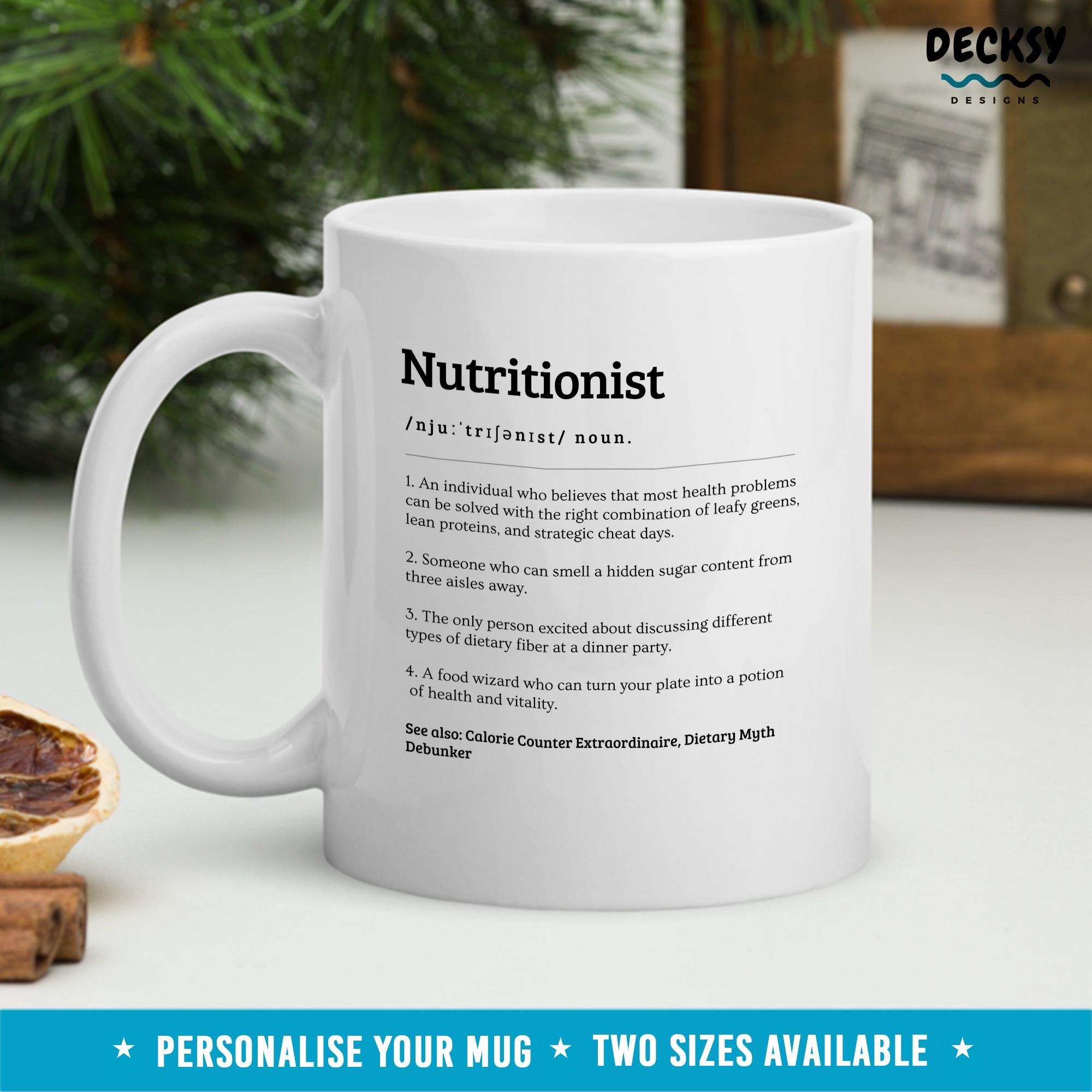 Nutritionist Gift, Personalized Nutritionist Mug, Registered Dietitian Gift, Custom Dietician Coffee Mug, Funny Dietary Specialist Gift Mugs by DecksyDesigns
