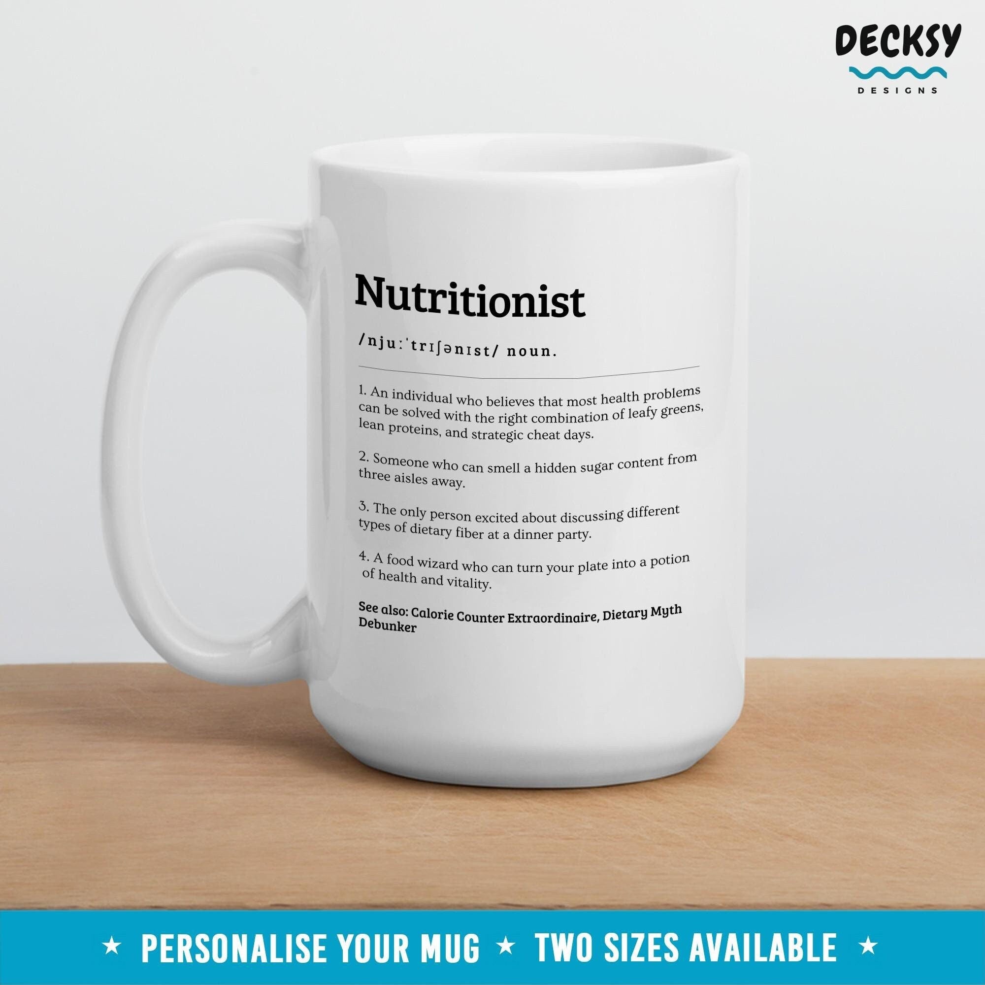 Nutritionist Gift, Personalized Nutritionist Mug, Registered Dietitian Gift, Custom Dietician Coffee Mug, Funny Dietary Specialist Gift Mugs by DecksyDesigns