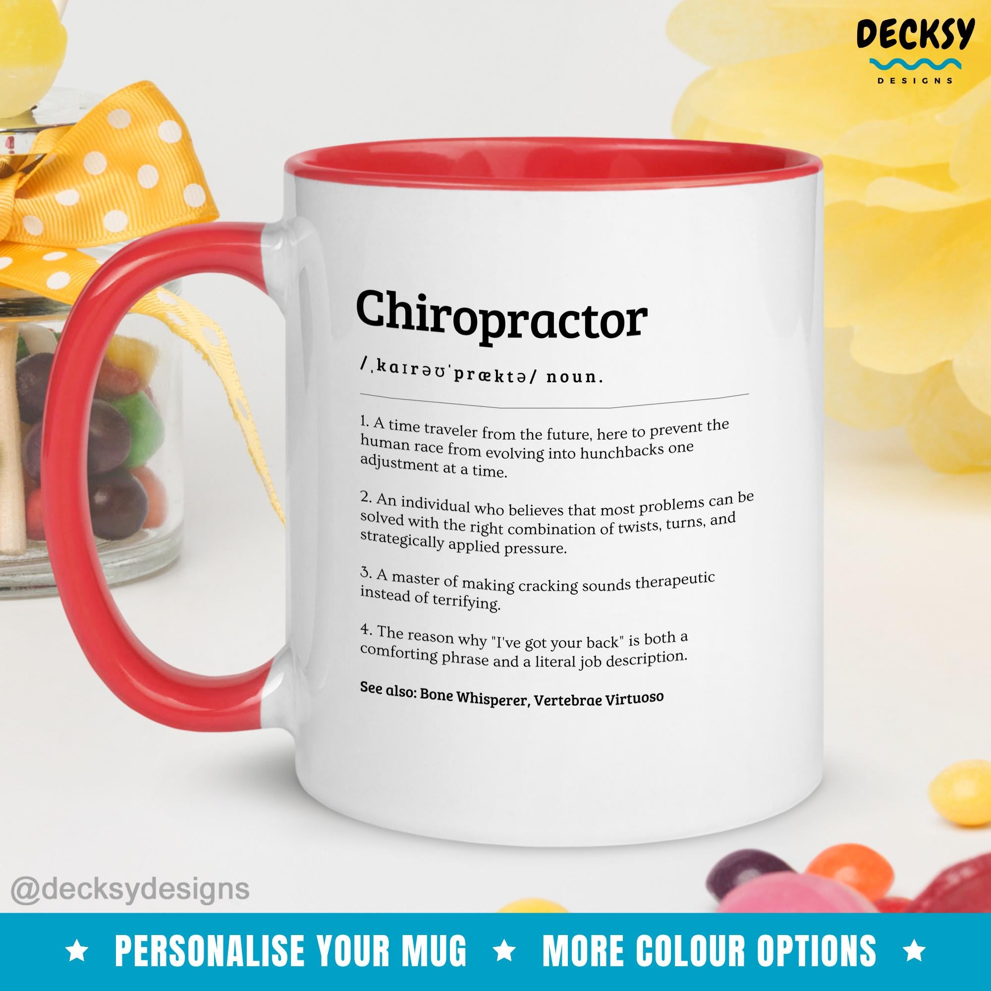 Chiropractor Mug, Spine Doctor Gift, Custom Chiropractic Gifts, Back Whisperer Mug, Thank you Gift for Chiropractor, Personalised Chiro Gift Mugs by DecksyDesigns