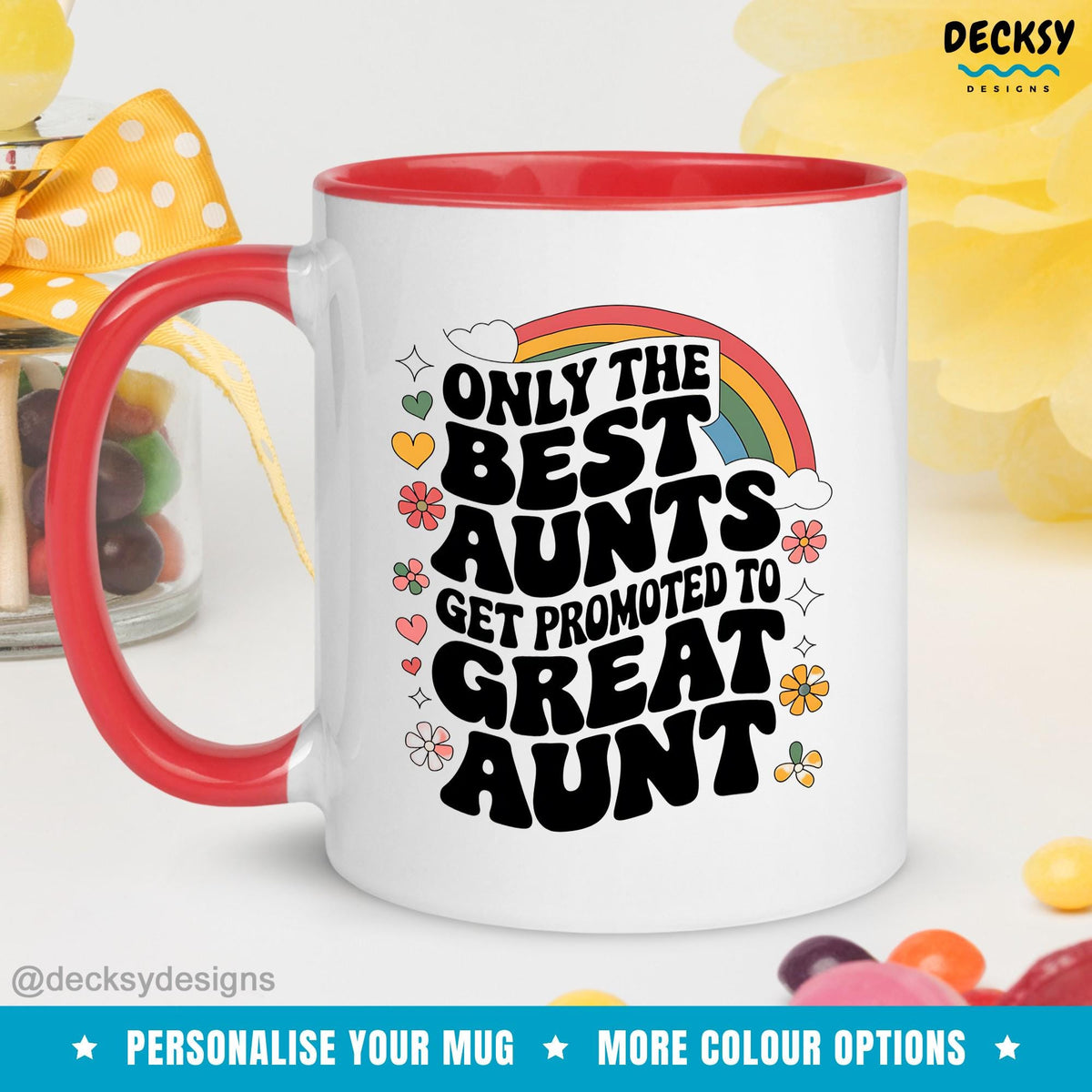 Great Aunt Mug, Personalised Great Aunt Gift, Pregnancy Reveal, Promoted To Great Auntie, Worlds Best Aunt Mug, Great Aunt To Be, Best Aunty Mugs by DecksyDesigns