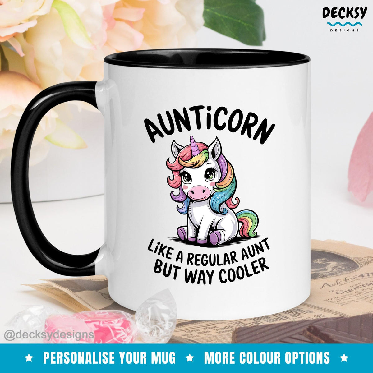 Unicorn Aunt Mug, Custom Aunt Birthday Gift, Aunticorn Mug, Aunt Coffee Mug, New Auntie Gift, New Aunt To Be Gift, Gift From Niece Mugs by DecksyDesigns