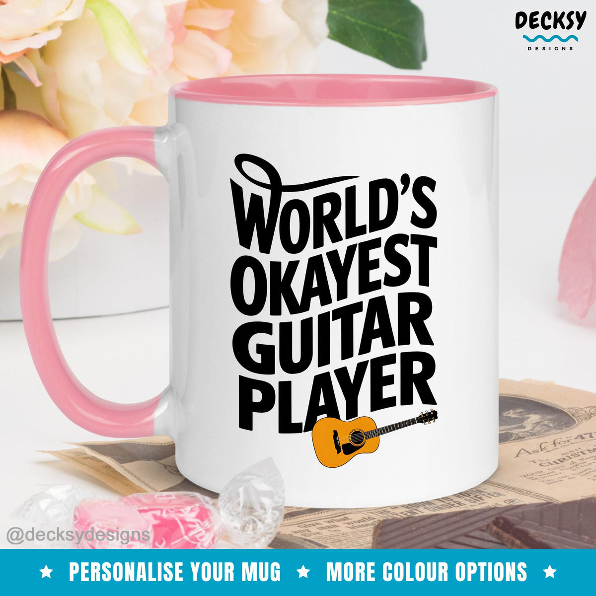 Funny Guitar Player Mug, Custom Guitarist Gift, Musician Cup, Music Teacher Gift For Bassist, Cool Guitar Mugs, Gift For Music Band Mugs by DecksyDesigns